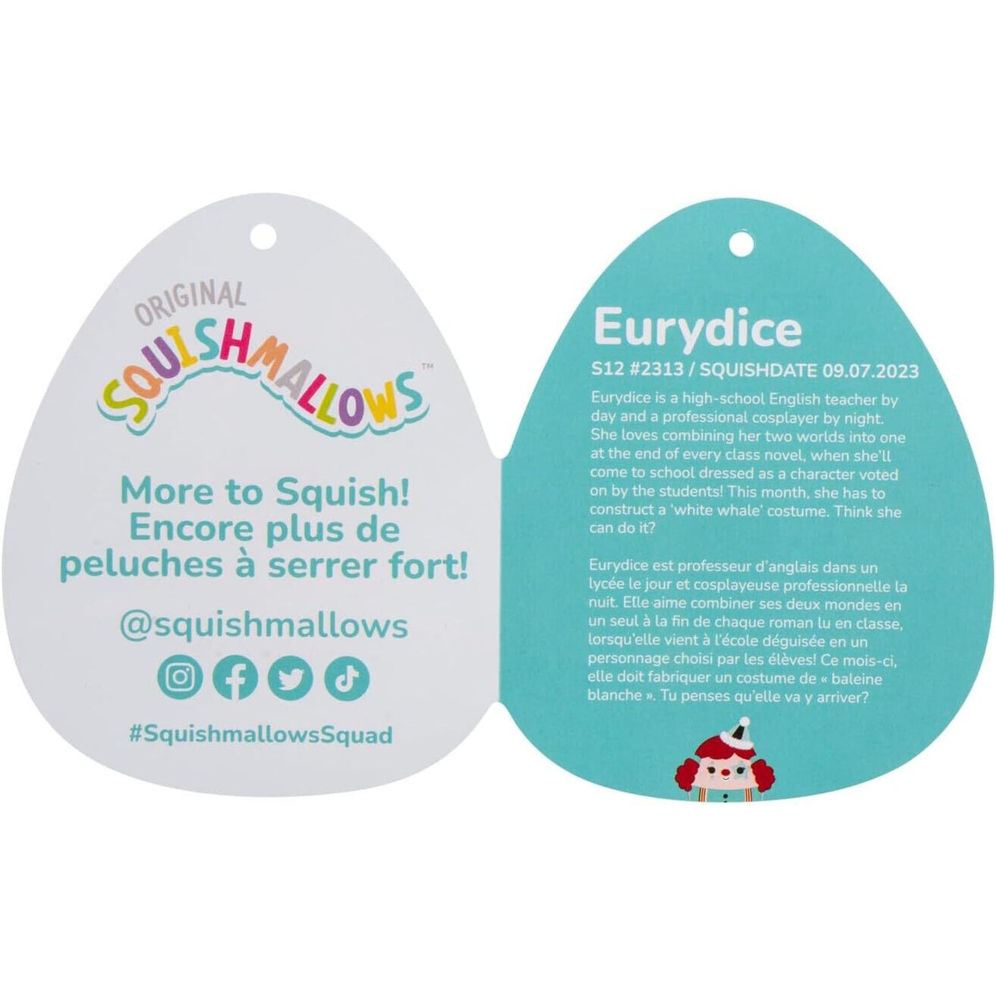 🔥Squishmallows Original 12-Inch Eurydice Clown with Teal Star Eye Patch BNWT🔥