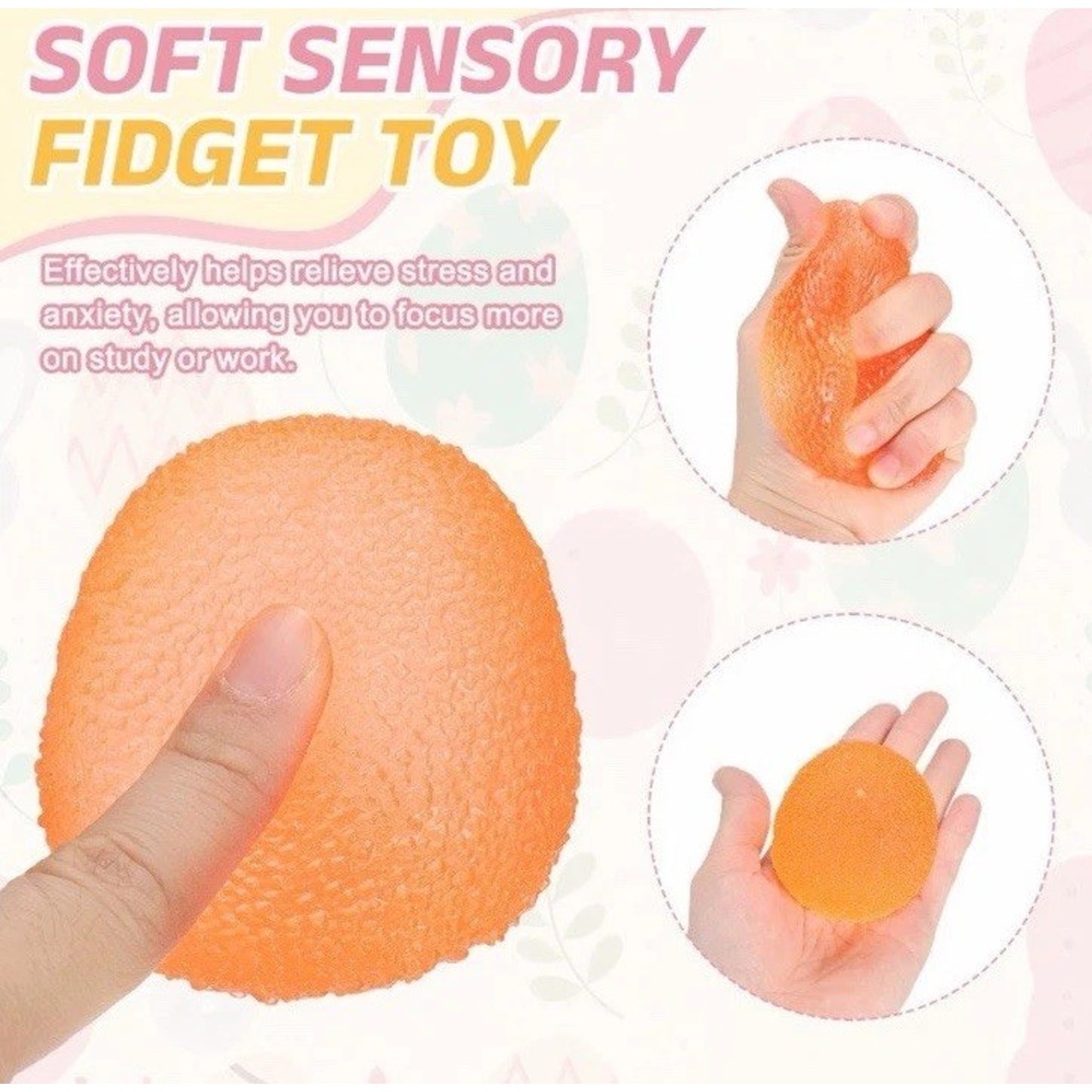 🔥Squishy Viral Gumdrop Candy Textured 2” Sugar Ball Orange/Blue 2 Pack BNWT🔥