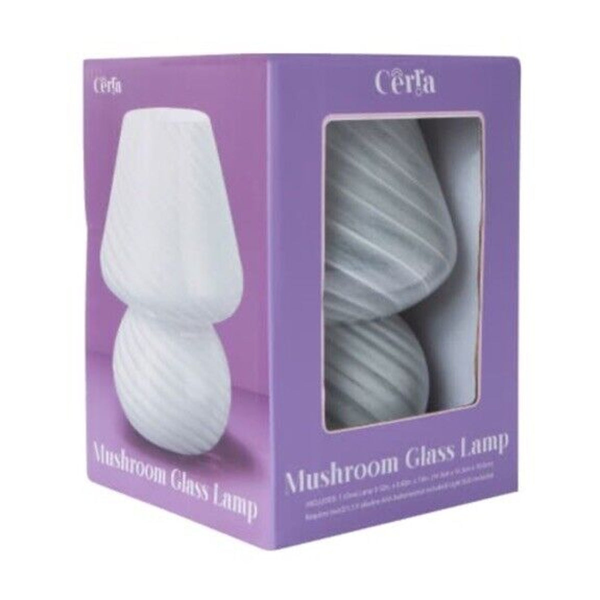 🔥White Striped Mushroom Shaped Glass Lamp 5.62 x 7.8 BNWT🔥