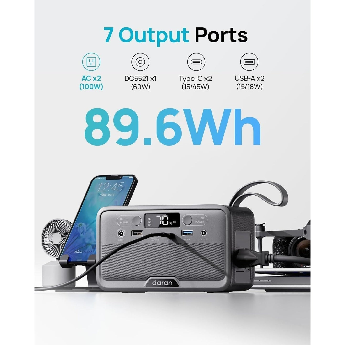 🔥Portable Power Station 28,000mAh LiFePO4 Battery 100W(200W Pk) PowerBank NWT🔥