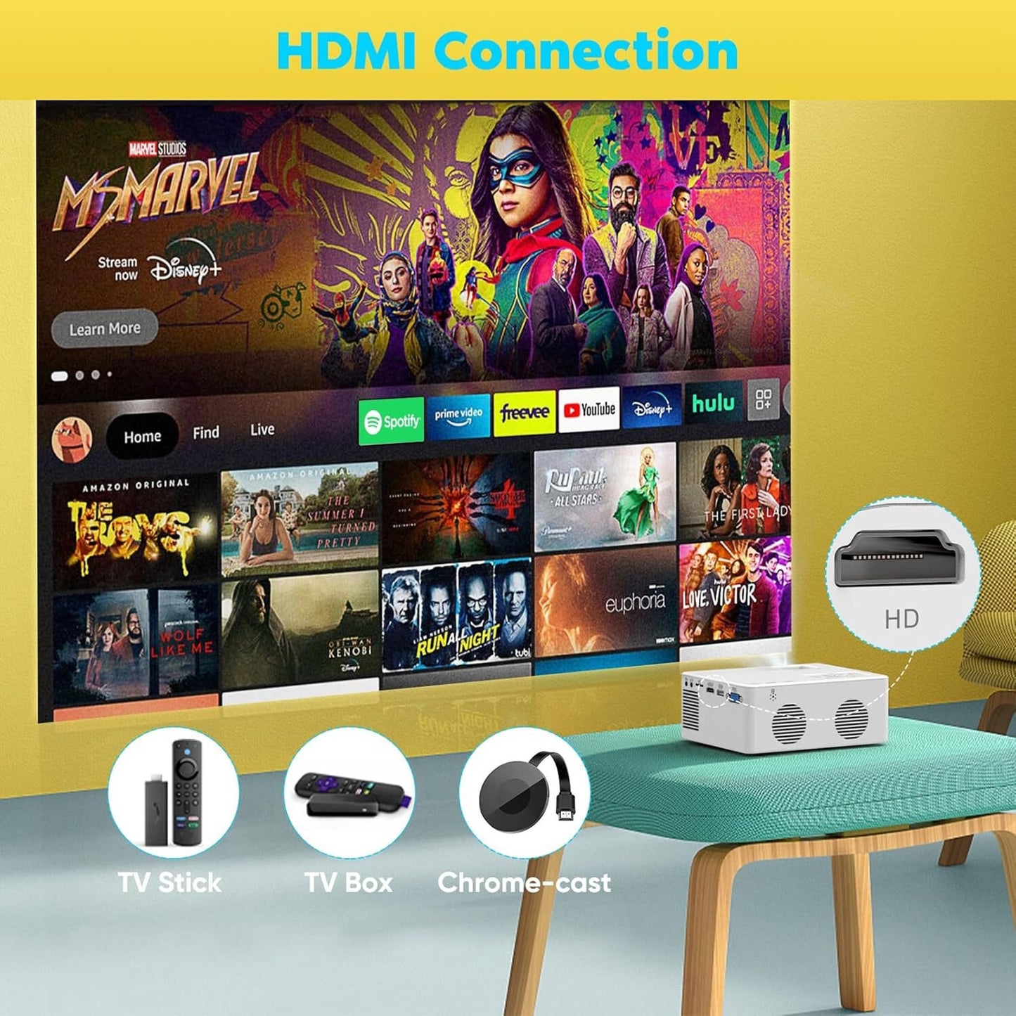 🔥Mini Bluetooth Portable Movie Projector Full HD 1080P Supported BNWT🔥