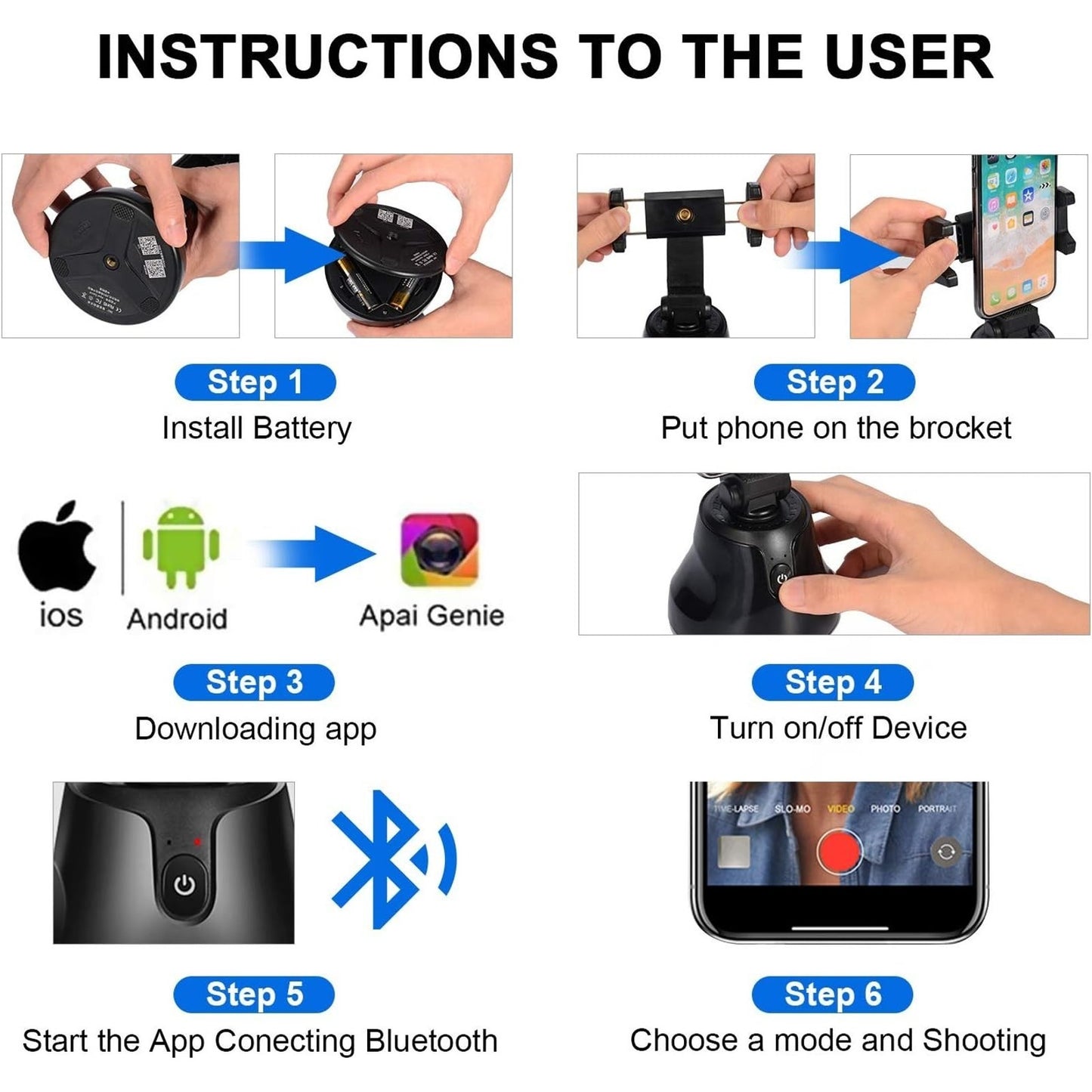 🔥360 Auto Face Tracking Phone HolderSmart Al Camera Mount Gimbal BNWT🔥