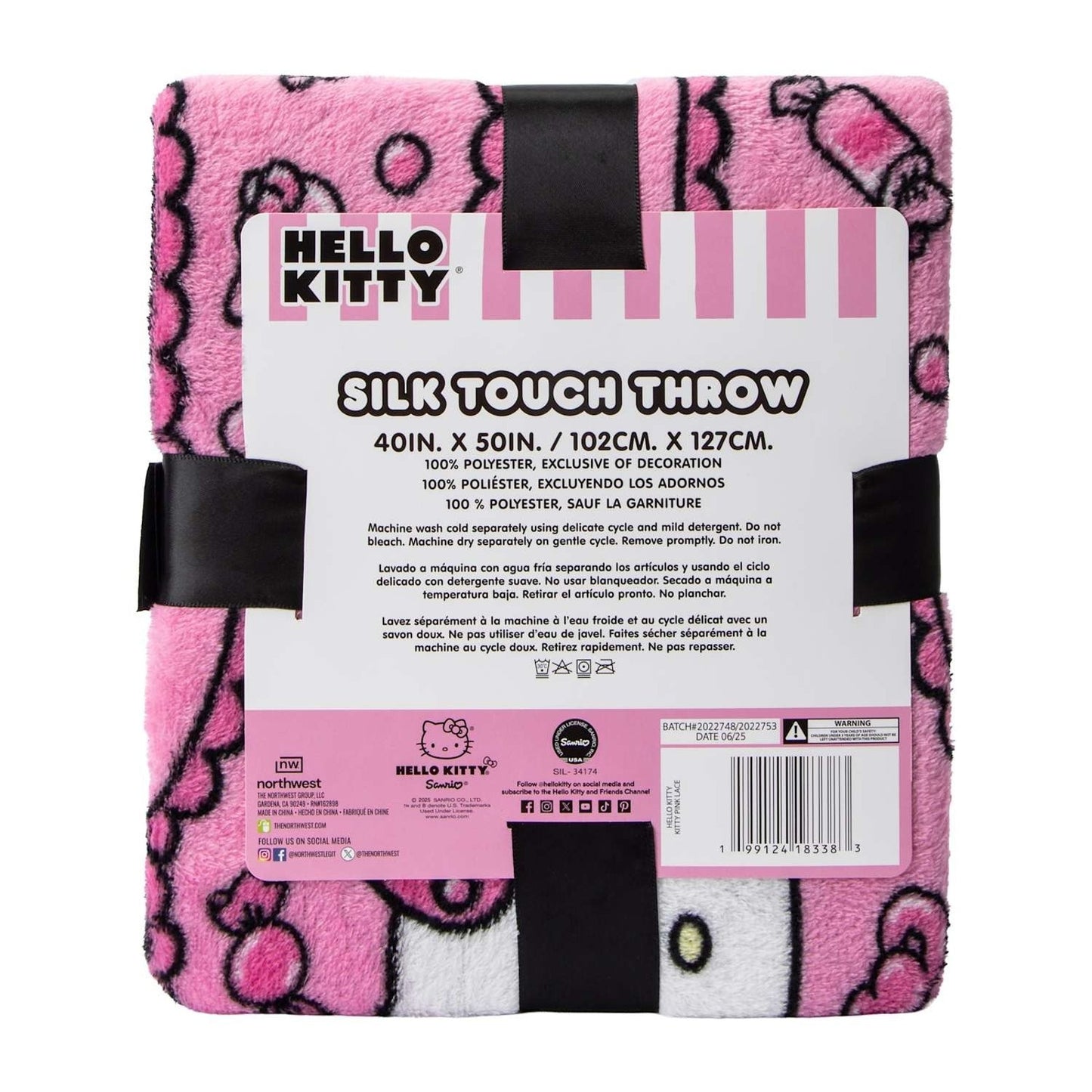 🔥SANRIO HELLO KITTY PLUSH SILK TOUCH THROW BLANKET 40 X 50" BNWT🔥
