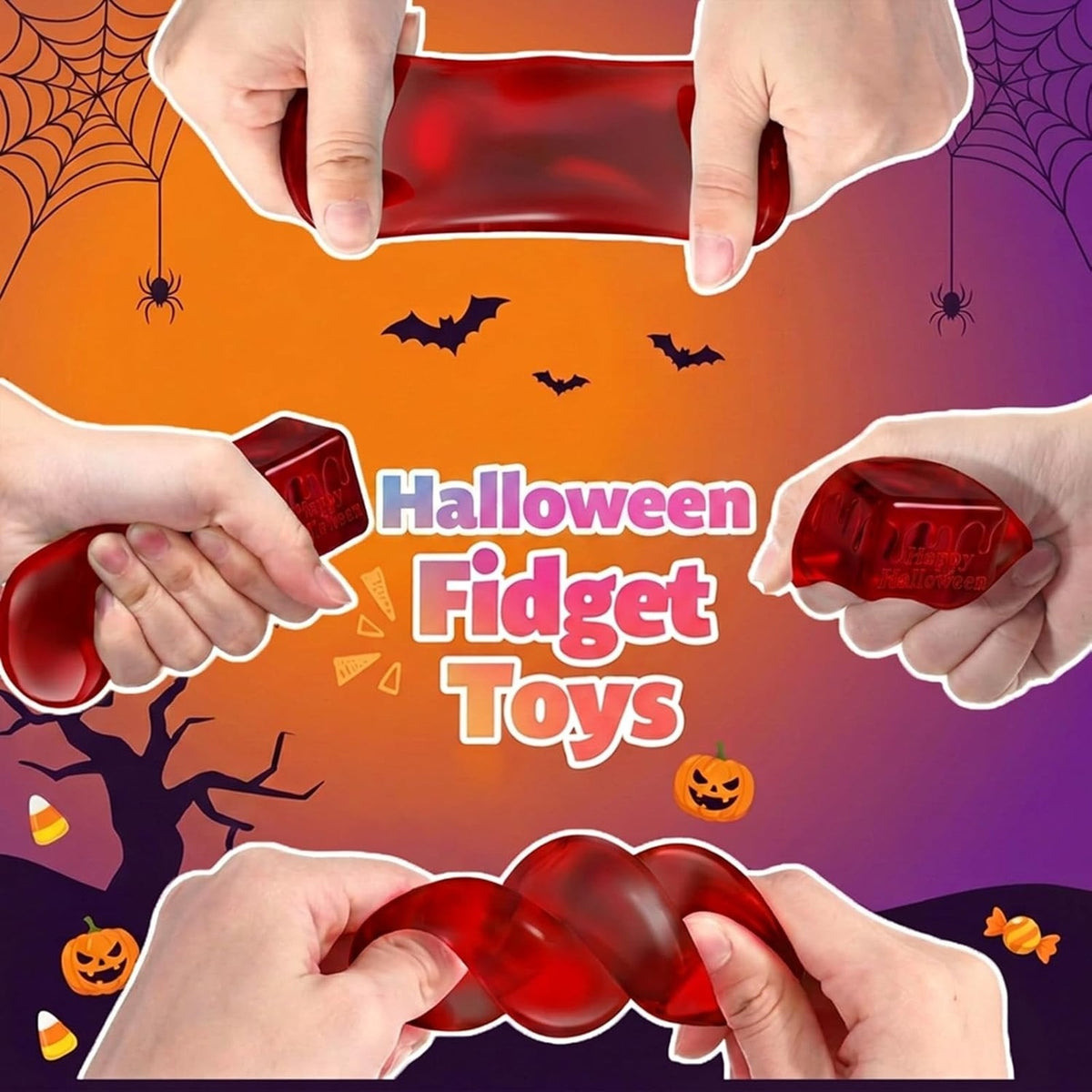 🔥Halloween Stress Blood Cube 4 Pack Squishy Toys BNWT🔥