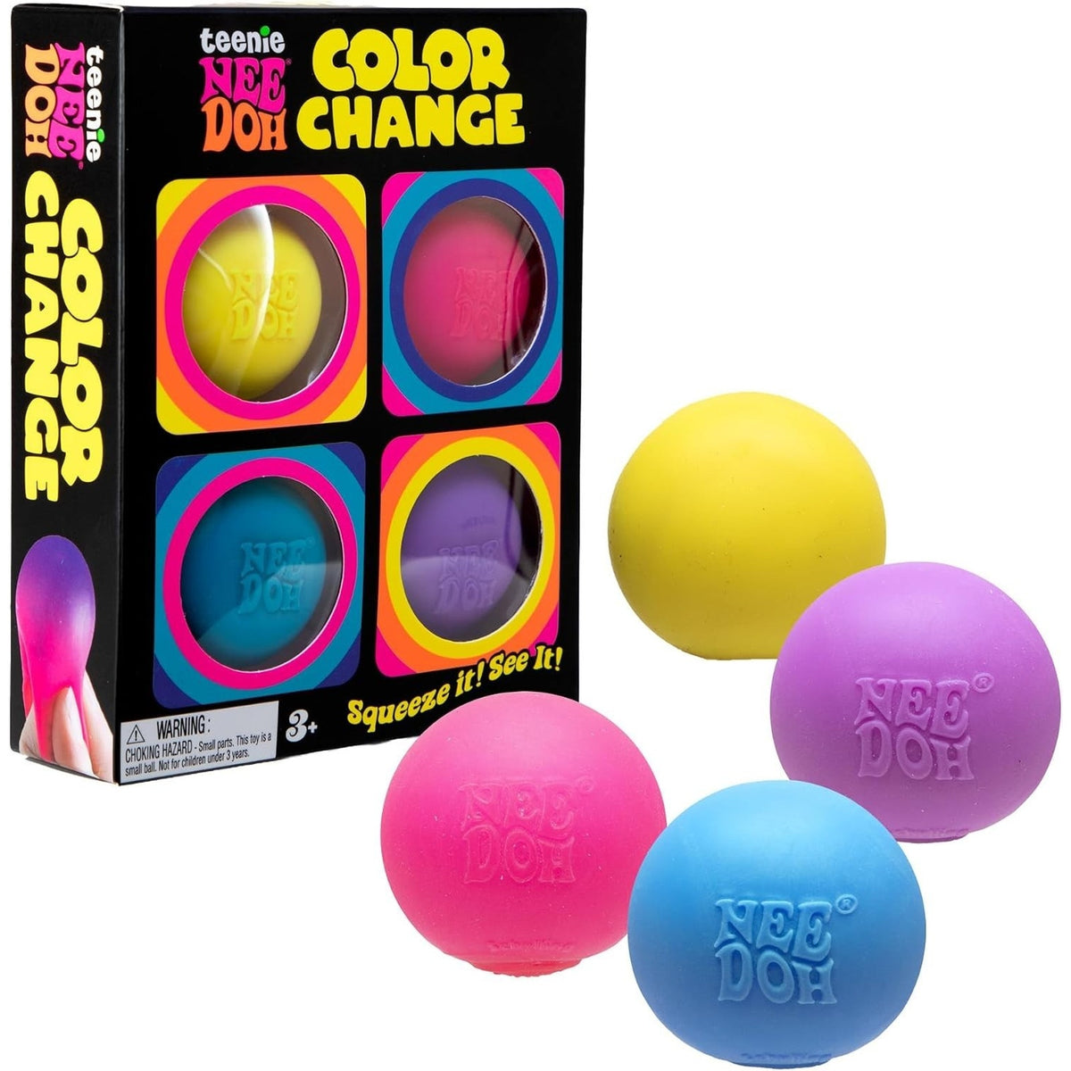 🔥NeeDoh 4pk Teenie Color Change Fidget Toy Stress Relief Squishy Balls BNWT🔥