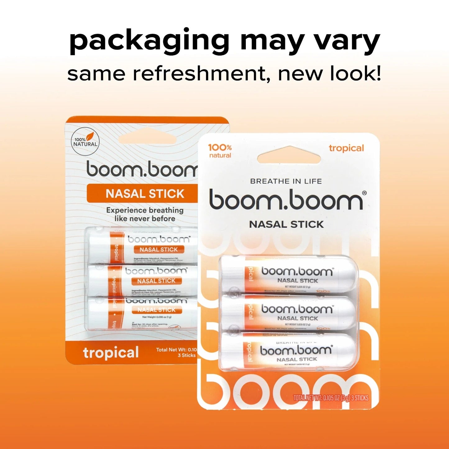🔥BOOM BOOM Aromatherapy Nasal Inhaler Tropical 3 Pack NWT🔥
