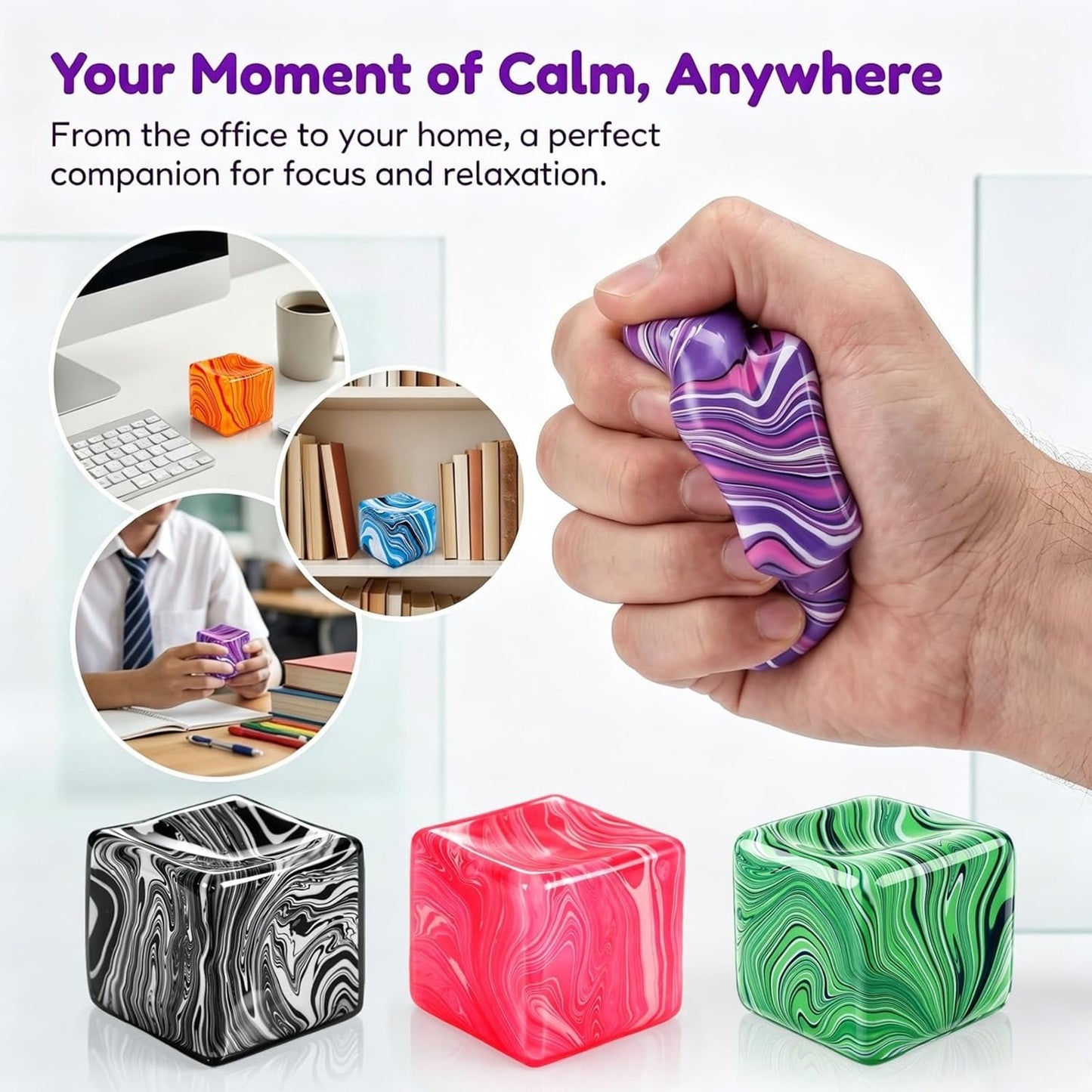 🔥Squishy Stress Squeeze Cube for Adults Fidget Toy Multicolor BNWT🔥