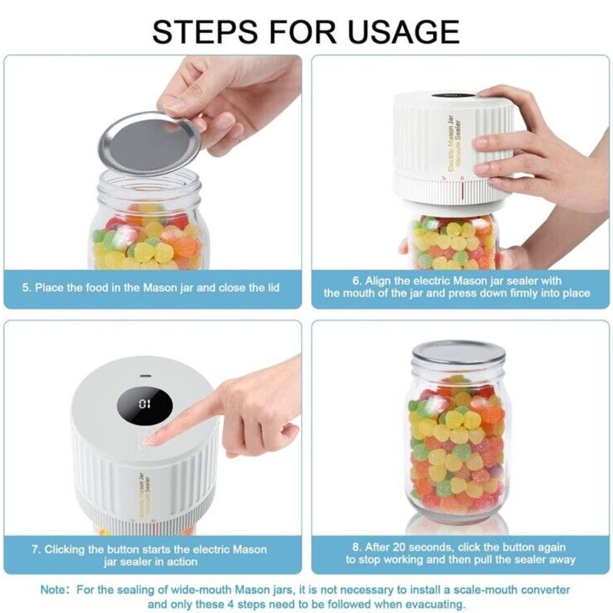🔥Electric Mason Jar Vacuum Sealer Kit For Wide & Regular Mouth Mason Jars NWT🔥