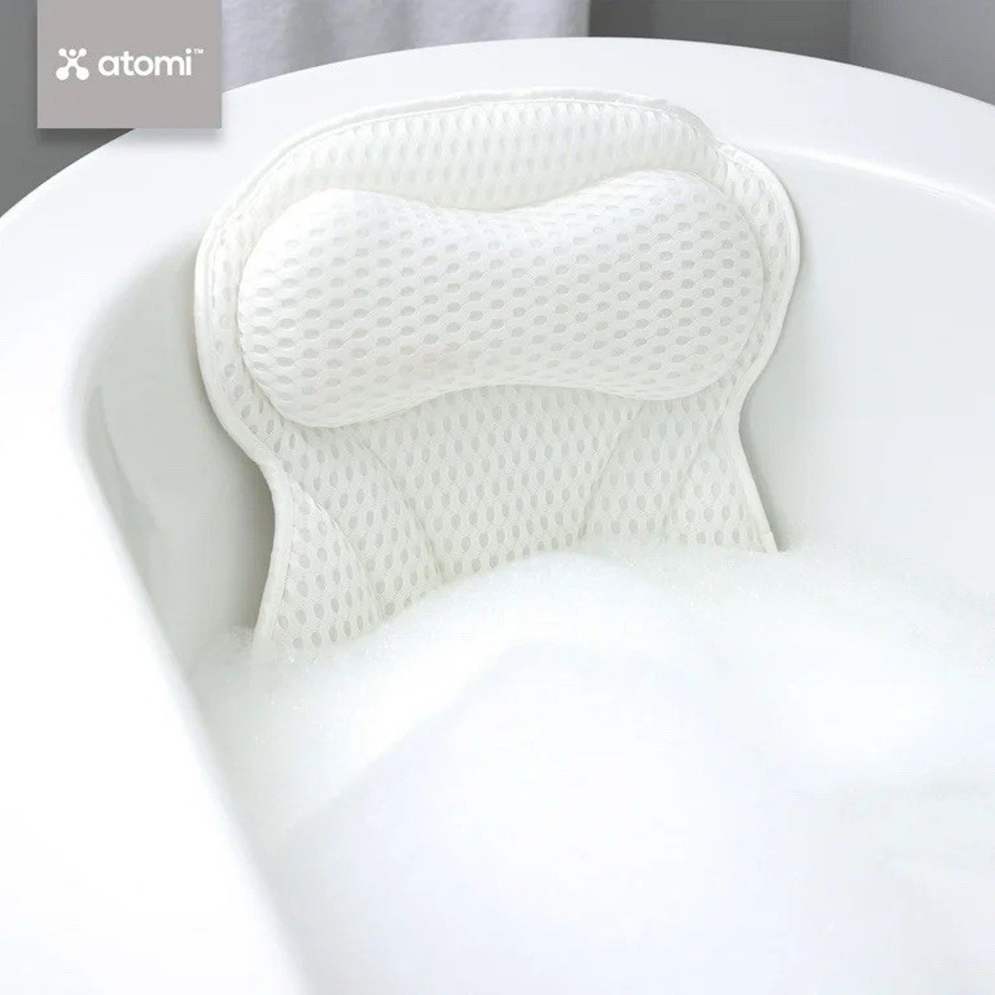 🔥Thick Padded Ergonomic Bath Pillow for Tub, Support for 17.25" x 16.5" White🔥