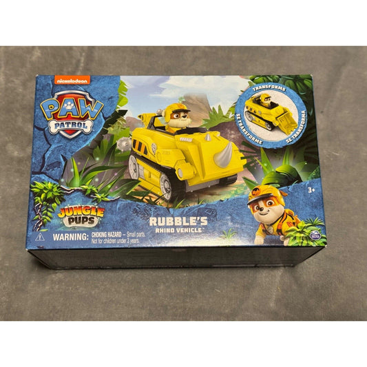 🔥PAW Patrol Jungle Pups Rubble Rhino Vehicle Truck & Collectible Action Fig🔥