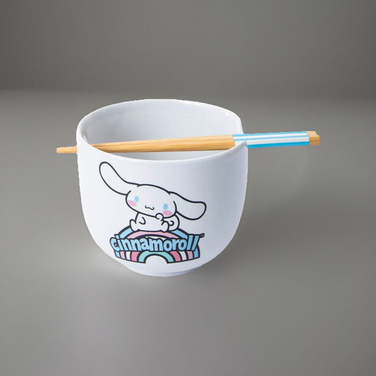 🔥Hello Kitty Sanrio CINNAMONROLL Ramen Noodle Bowl & Chopsticks BNWT🔥