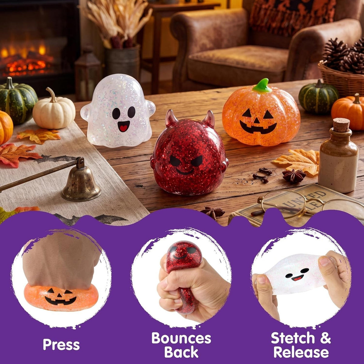 🔥JOYIN Halloween Glitter Squishy Toys 3 Pack BNWT🔥