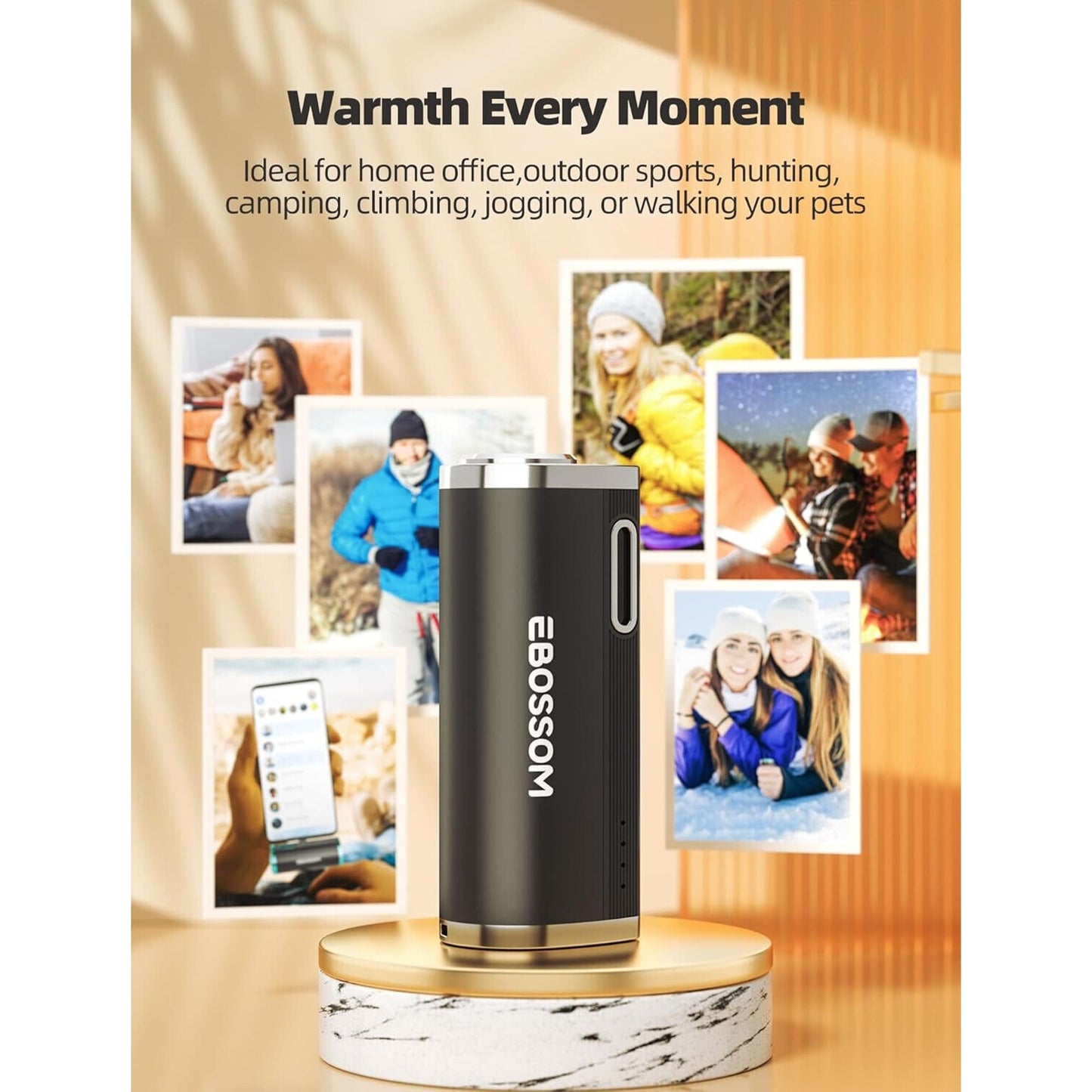 🔥3 In 1 Electric Hand Warmer 5000Mah Power Bank Flashlight Rechargeable NWT💥