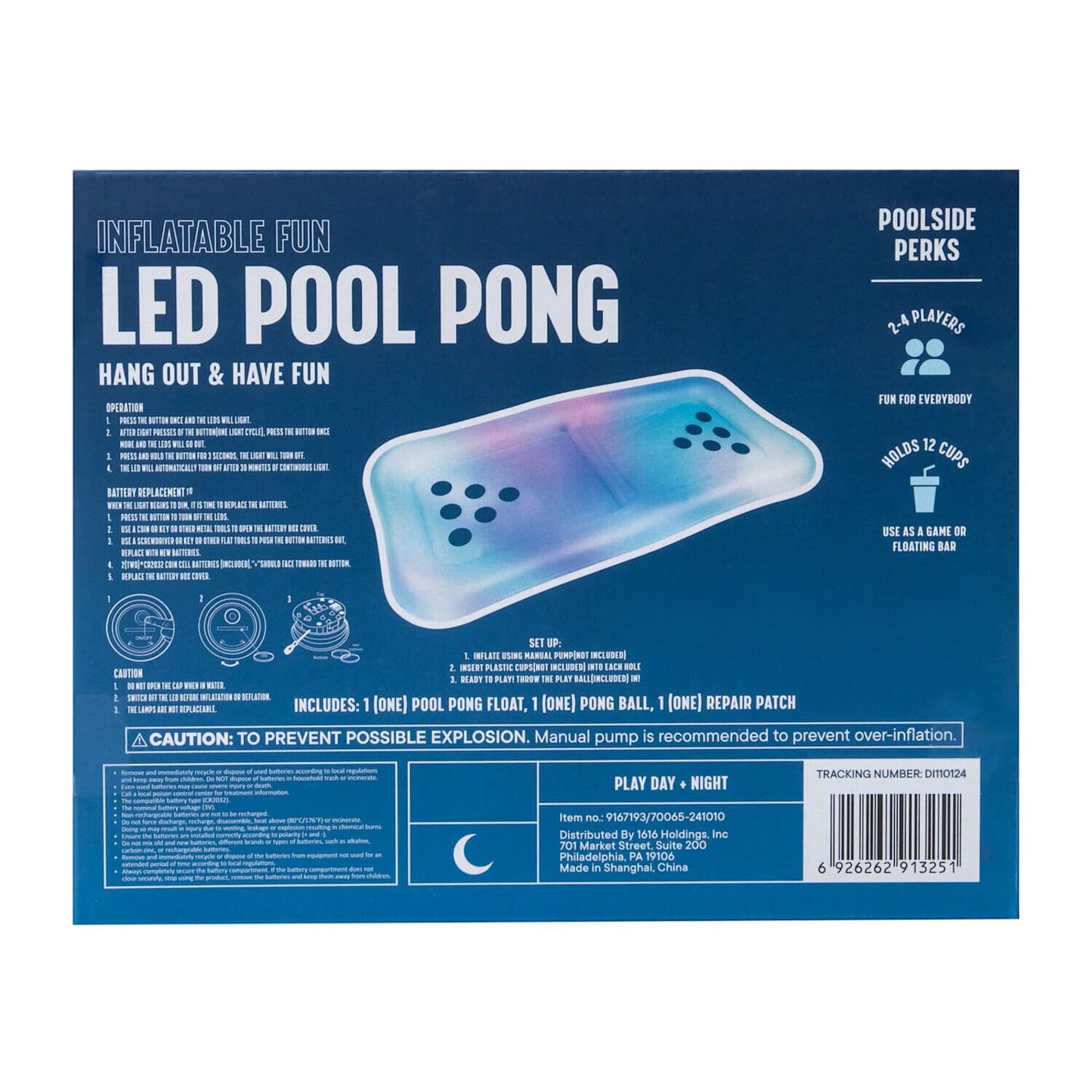 🔥LED Pool Pong Party Float 61in x 28in BNWT🔥