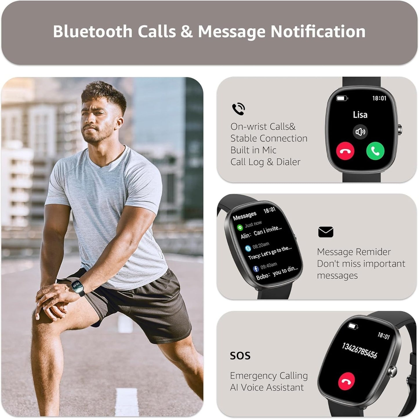 🔥Smart Watch Make/Answer Calls 1.83" Fitness Tracker Sleep Blood Ped BNWT🔥