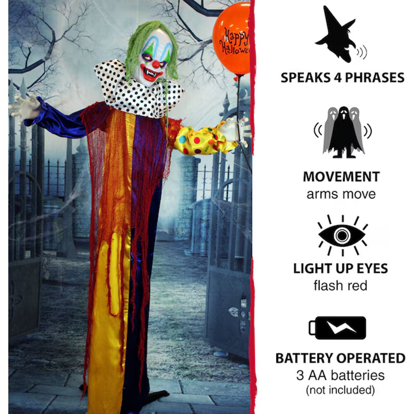🔥Haunted Hill Farm Life-Size Scary Talking Clown Halloween Animatronic BNWT🔥