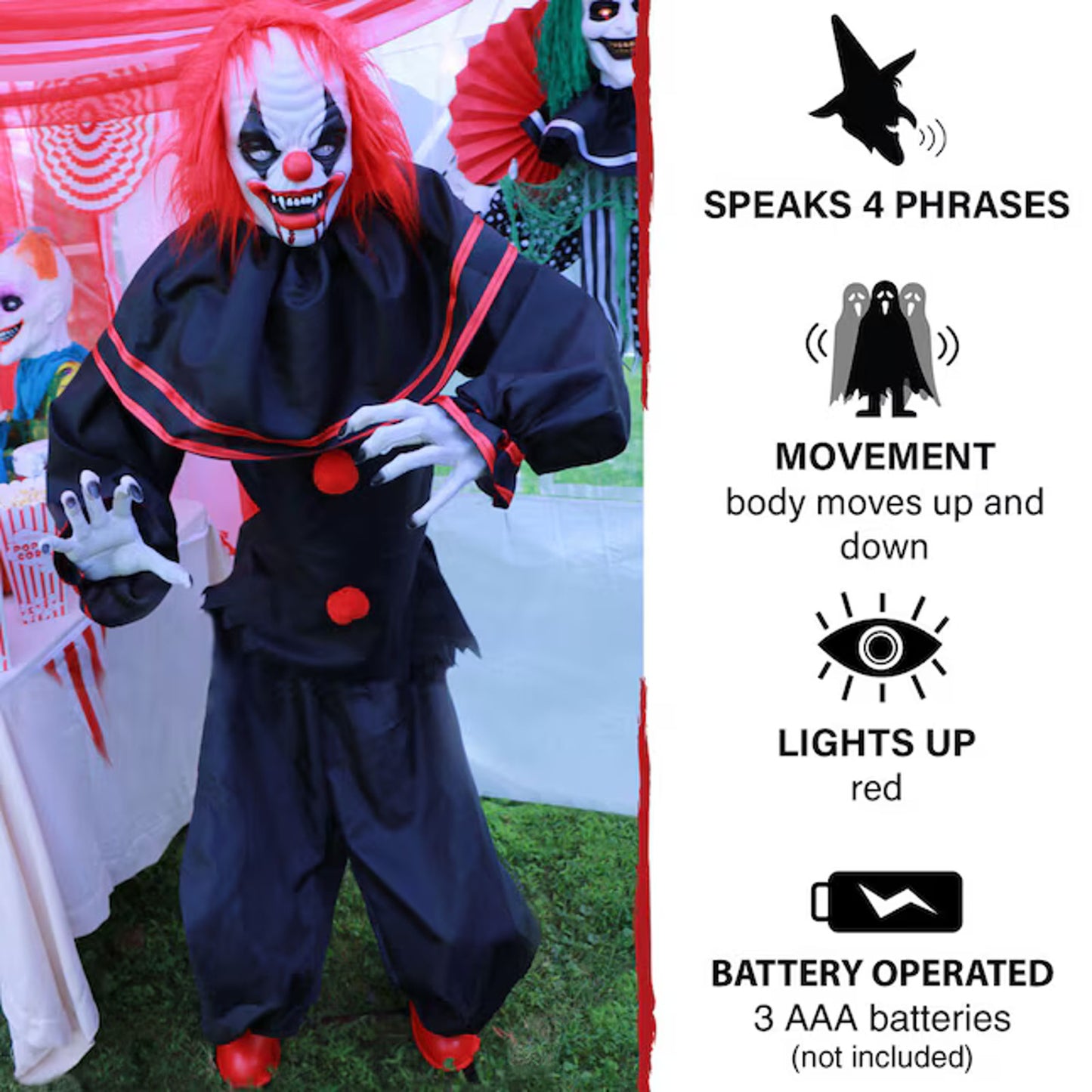 🔥Haunted Hill Farm Life-Size Talking Clown Halloween Animatronic Touch BNWT🔥