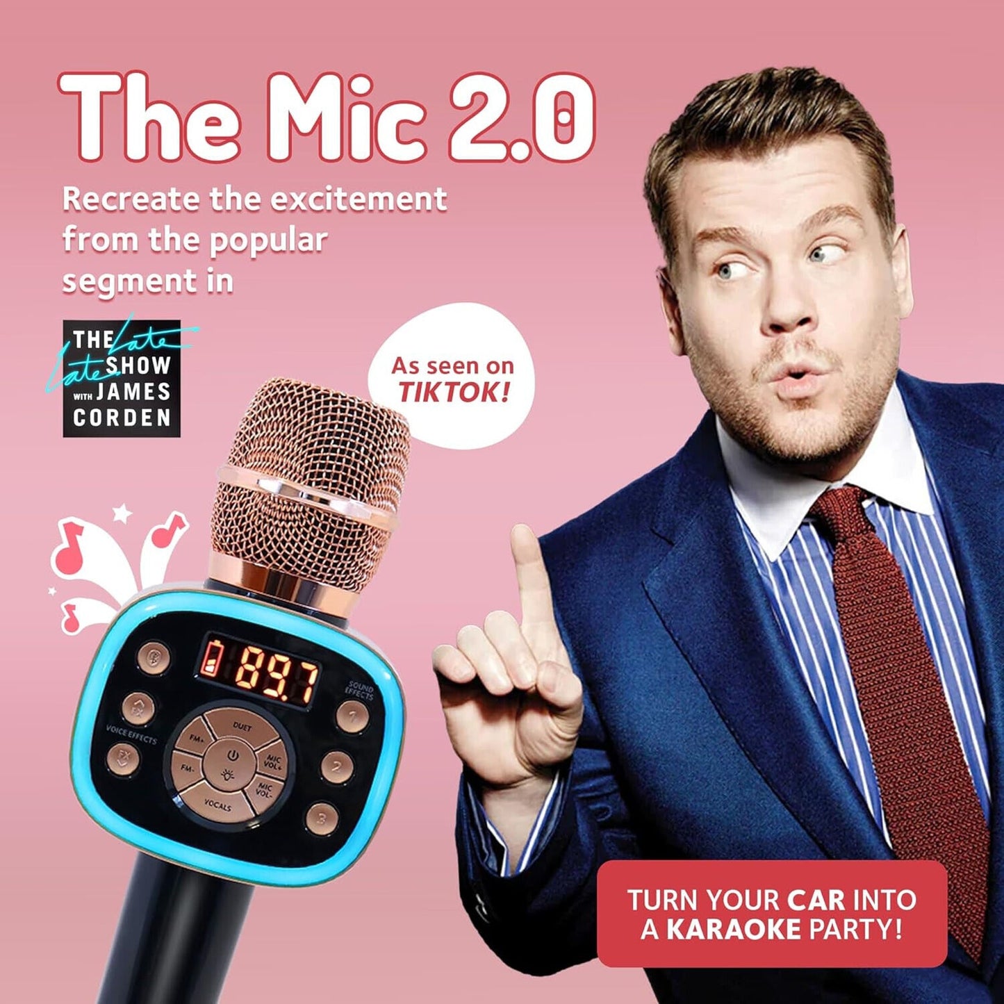 🔥Singing Machine Carpool Karaoke Mic 2.0 Rose Gold BNIB🔥