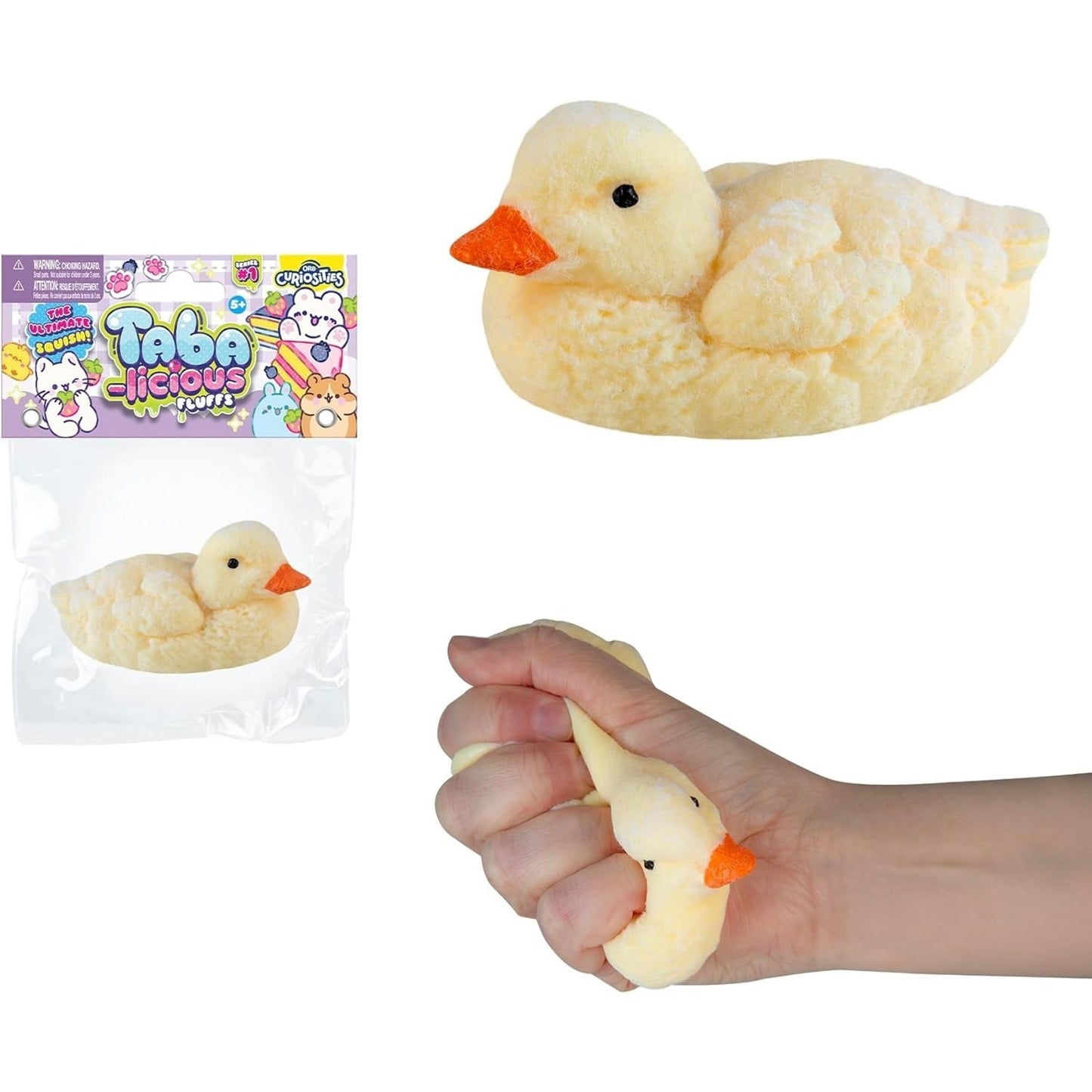 🔥Taba-Licious Curiosities Fluffs Duck 3-Inch Squeeze Toy Yellow BNWT🔥