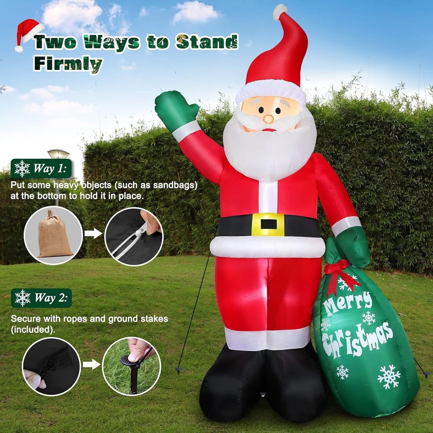 🔥8 FT Christmas Inflatable Santa Claus Outdoor Decorations BNWT🔥