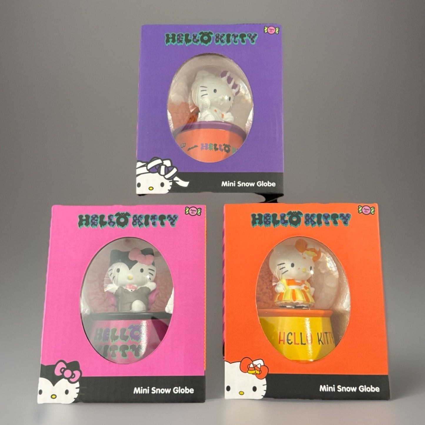 🔥Sanrio Hello Kitty Mini Halloween Snow Globe COMPLETE SET of 3 BNWT🔥