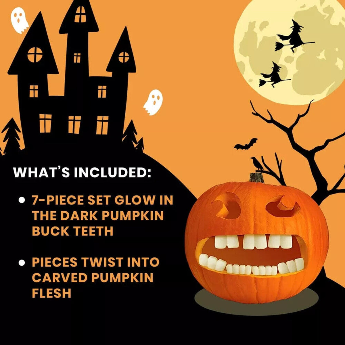 🔥Fun World Glow in the Dark Pumpkin Teeth Decorating Kit BNWT🔥