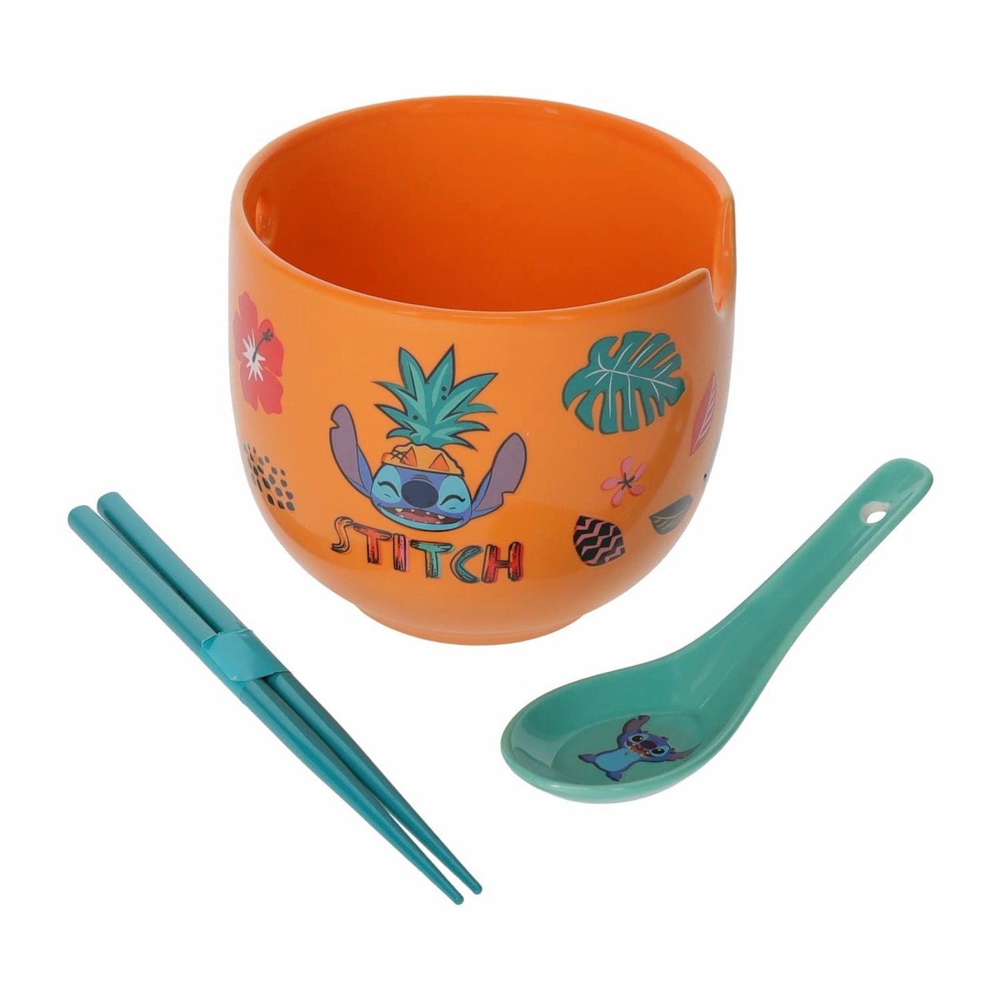 🔥Disney Stitch Ramen Noodle Bowl with Spoon & Chopsticks 16oz Ceramic BNWT🔥