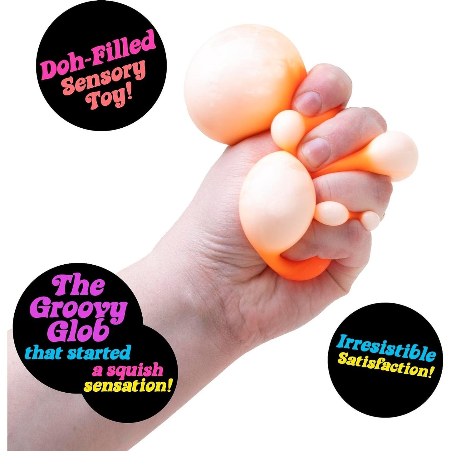 🔥NeeDoh Nee Doh Original The Groovy Glob Squishy Stress Ball Orange NWT🔥
