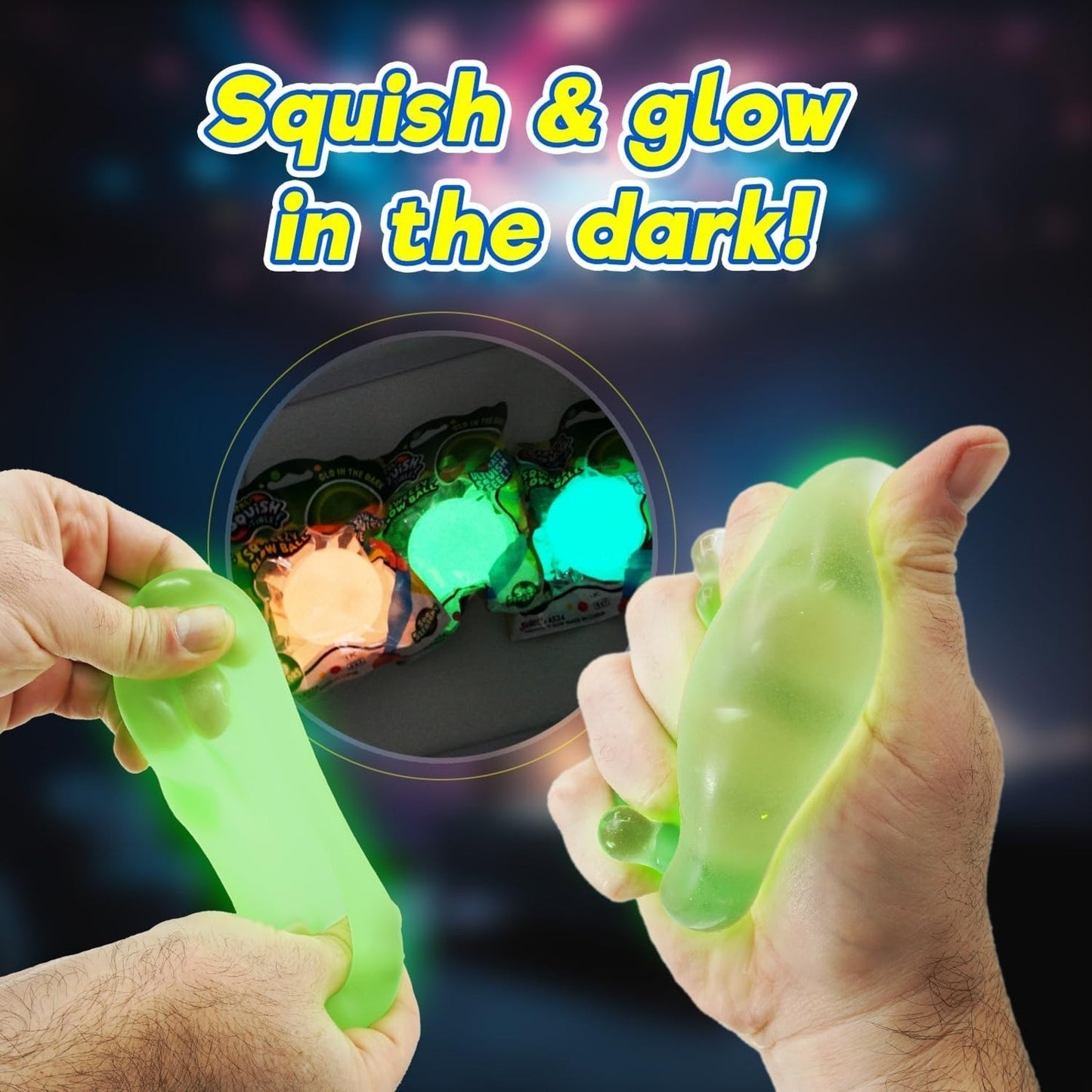 🔥JA-RU Irre-Squishtible Sqweezy Glow In The Dark Ball BLUE BNWT🔥