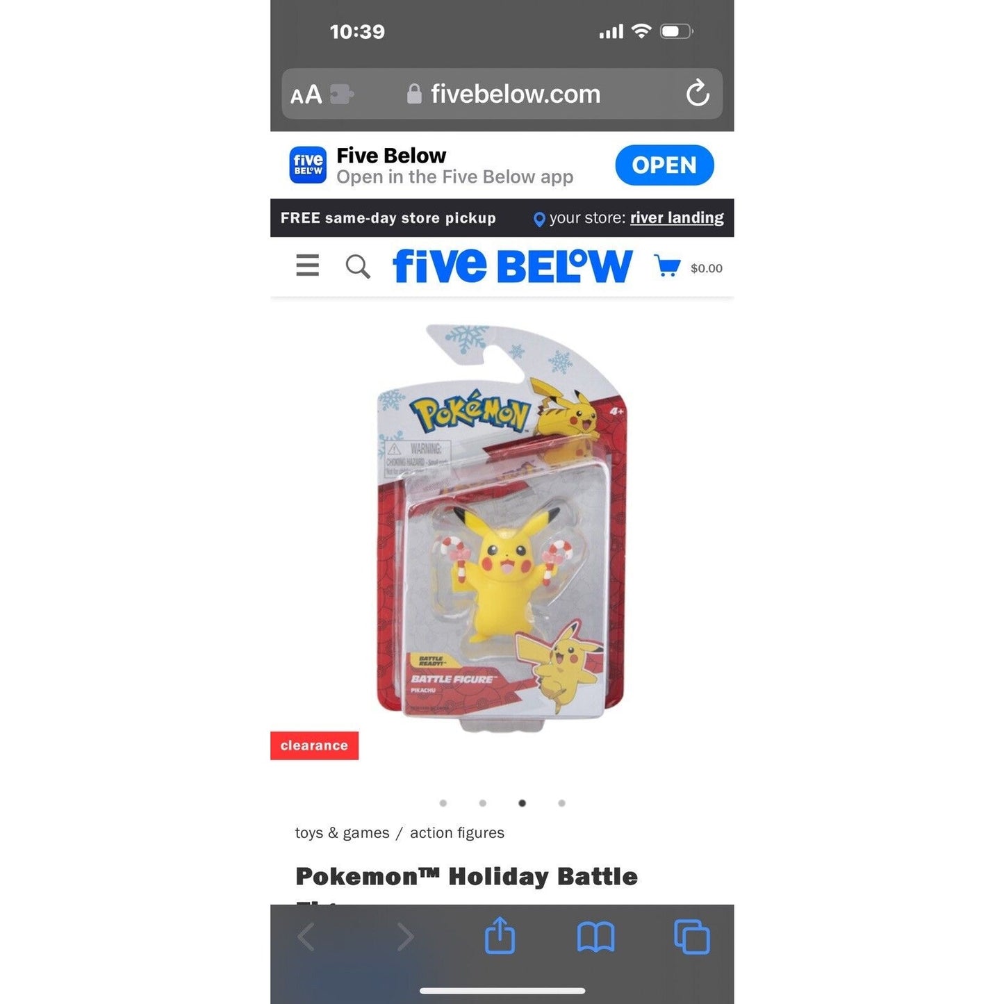 🔥Jazwares Pokemon Battle Figure Set of 4 Holiday Edition Christmas Pikachu🔥
