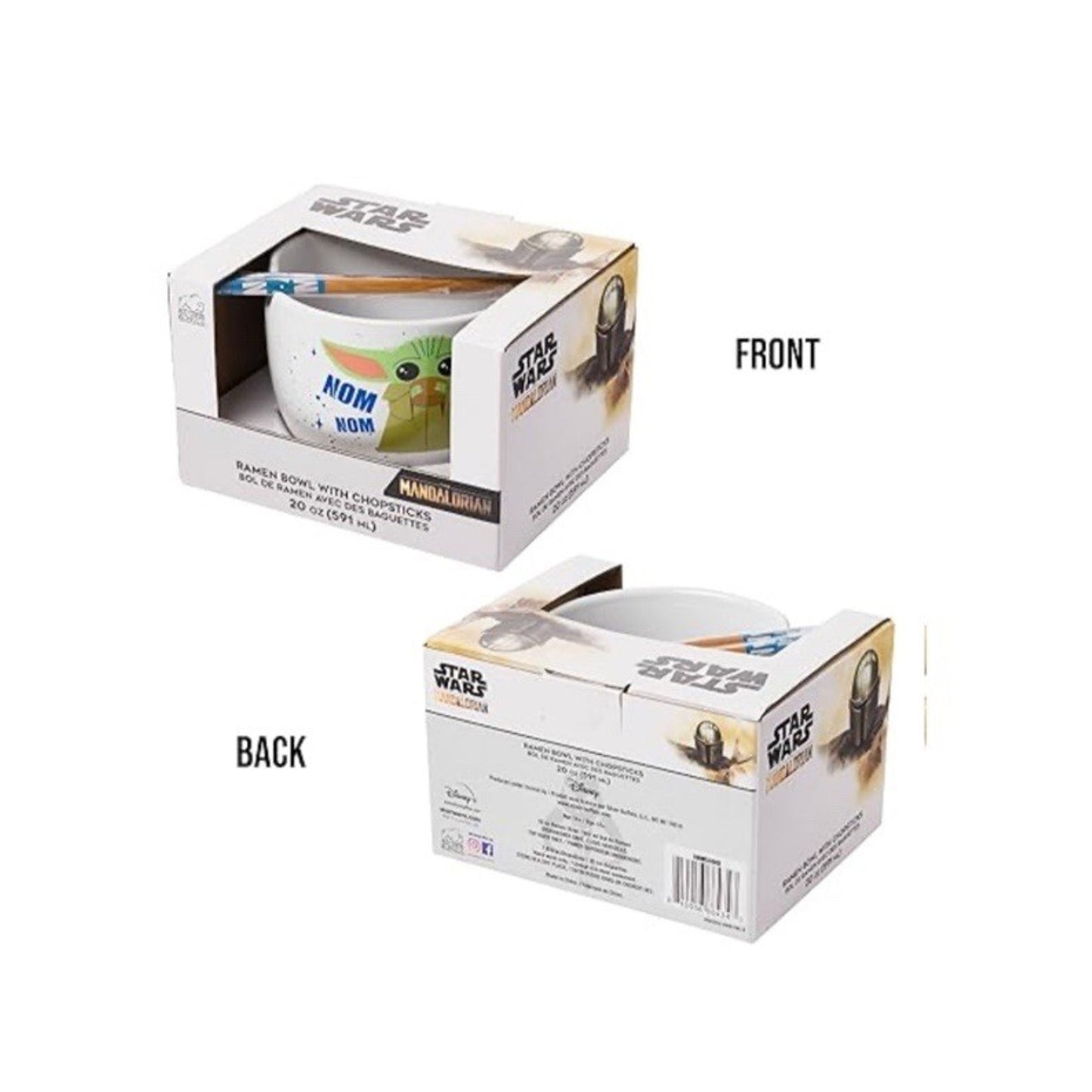 🔥Star Wars Mandalorian the child Ramen Bowl With Chopsticks Grogu Baby Yoda🔥