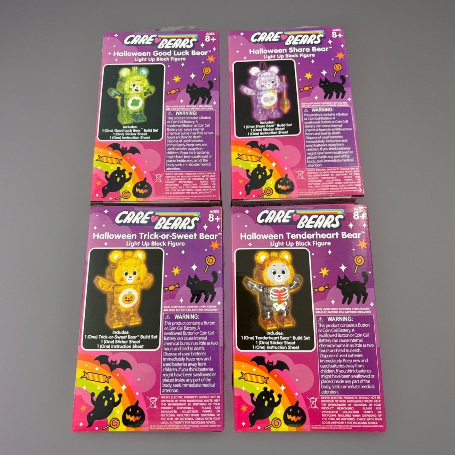 🔥Care Bears Halloween Light Up Block Figures-full Set of 4 2025 BNWT🔥