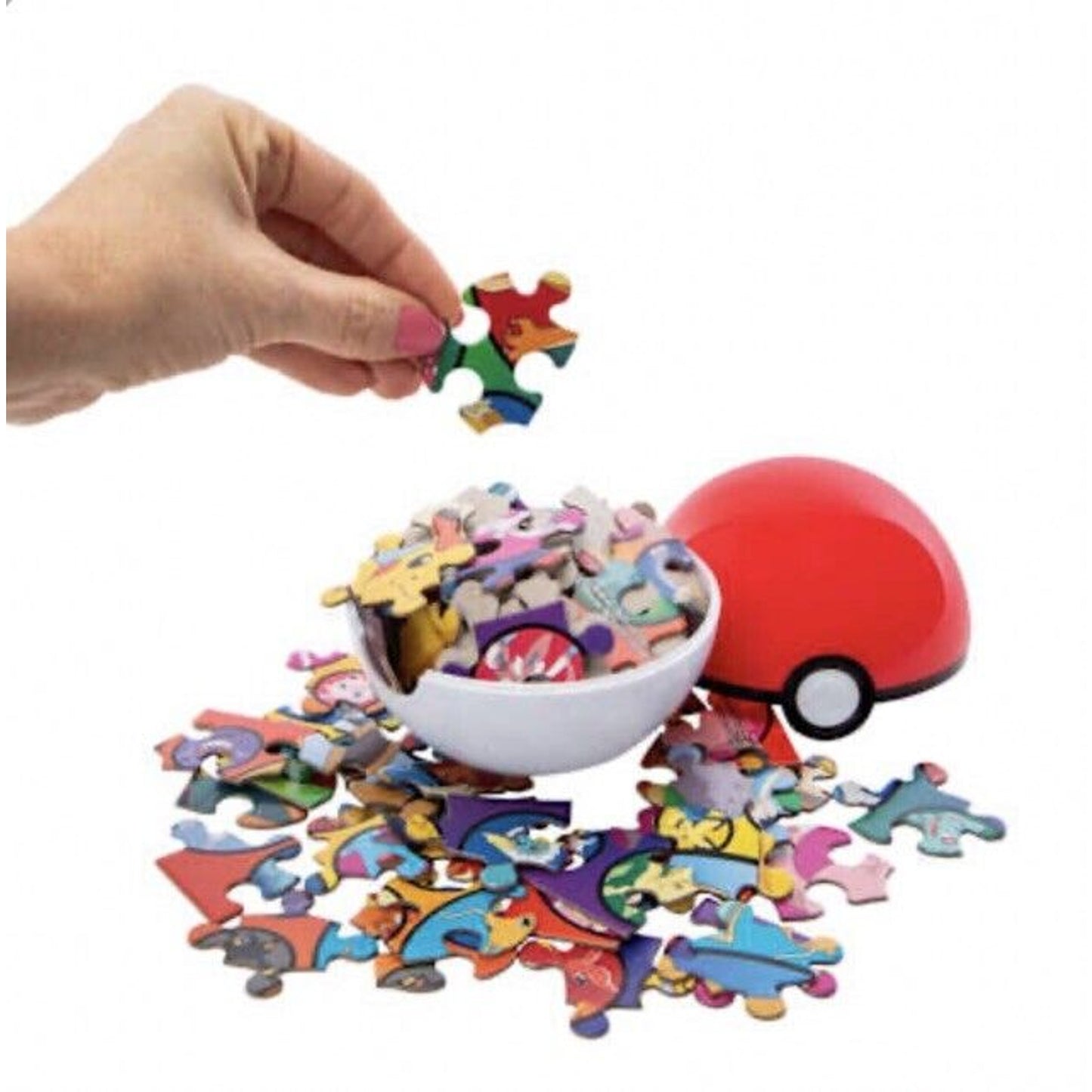 🔥Pokemon 100 Piece Puzzle Pokeball Container Pikachu & Eevee Art By Buffalo🔥