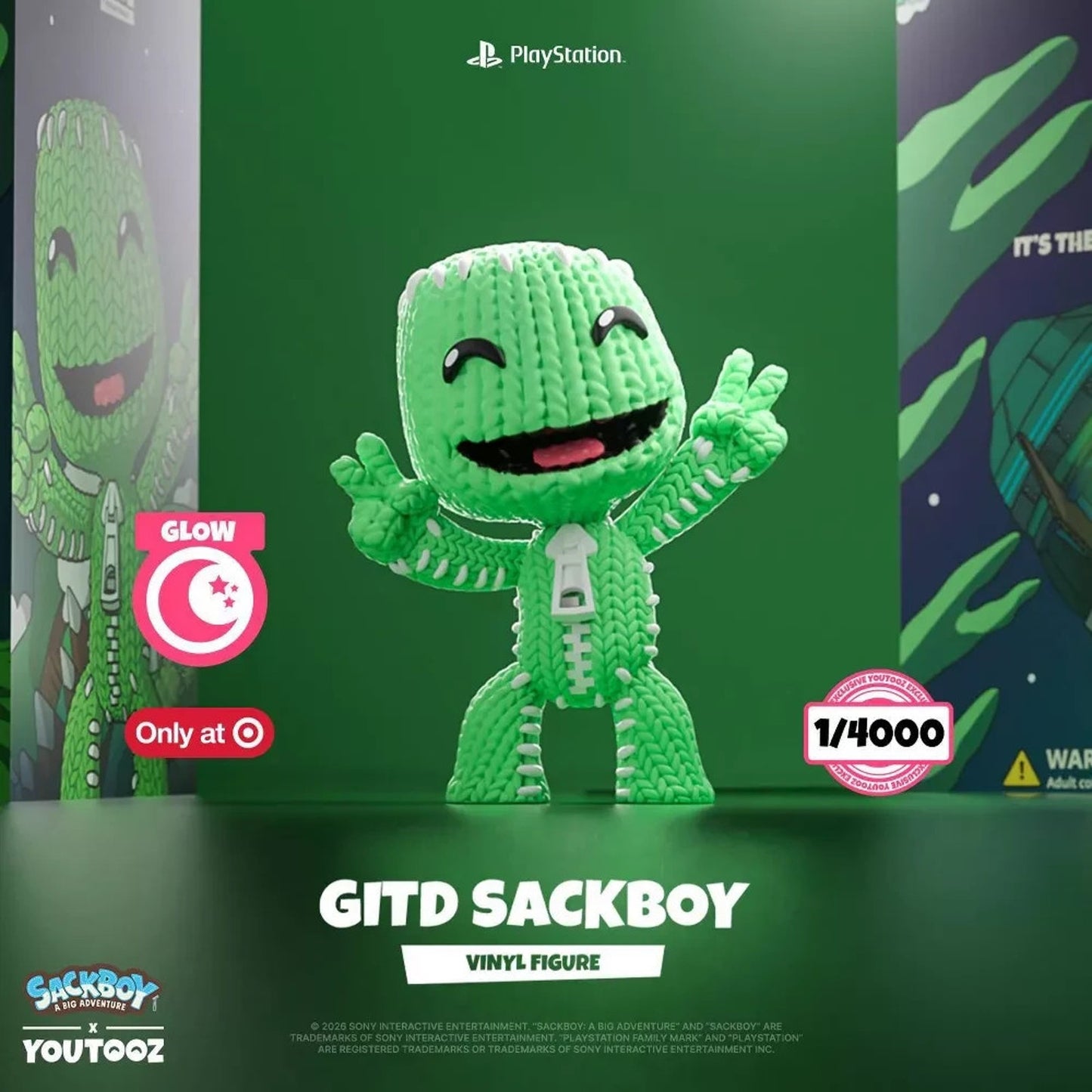 🔥Youtooz PlayStation Sackboy Glow In The Dark Target Vinyl (Sealed) BNWT🔥