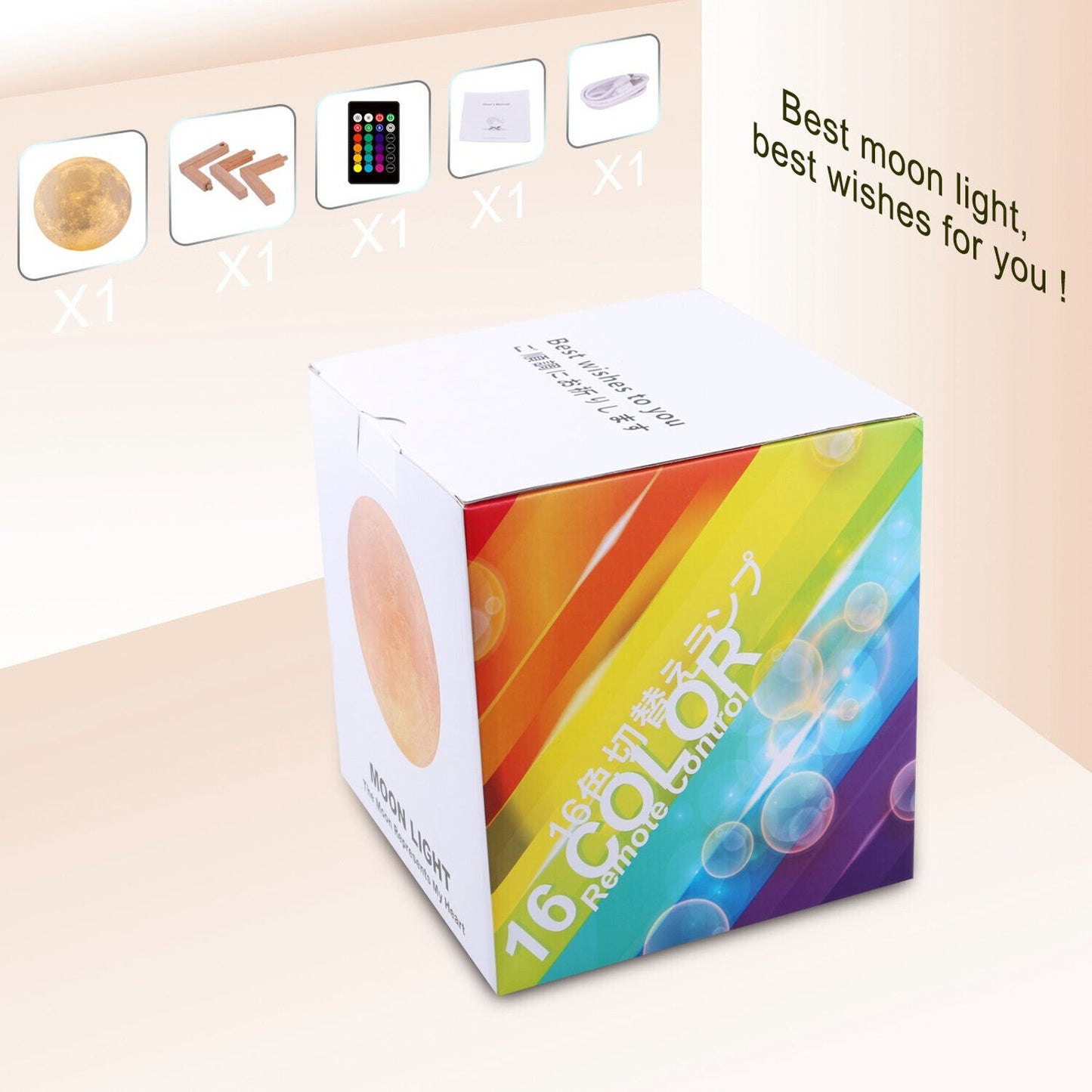 🔥Moon Lamp 16 Colors LED Night Light for Kids 3D Remote Moon Light BNWT🔥