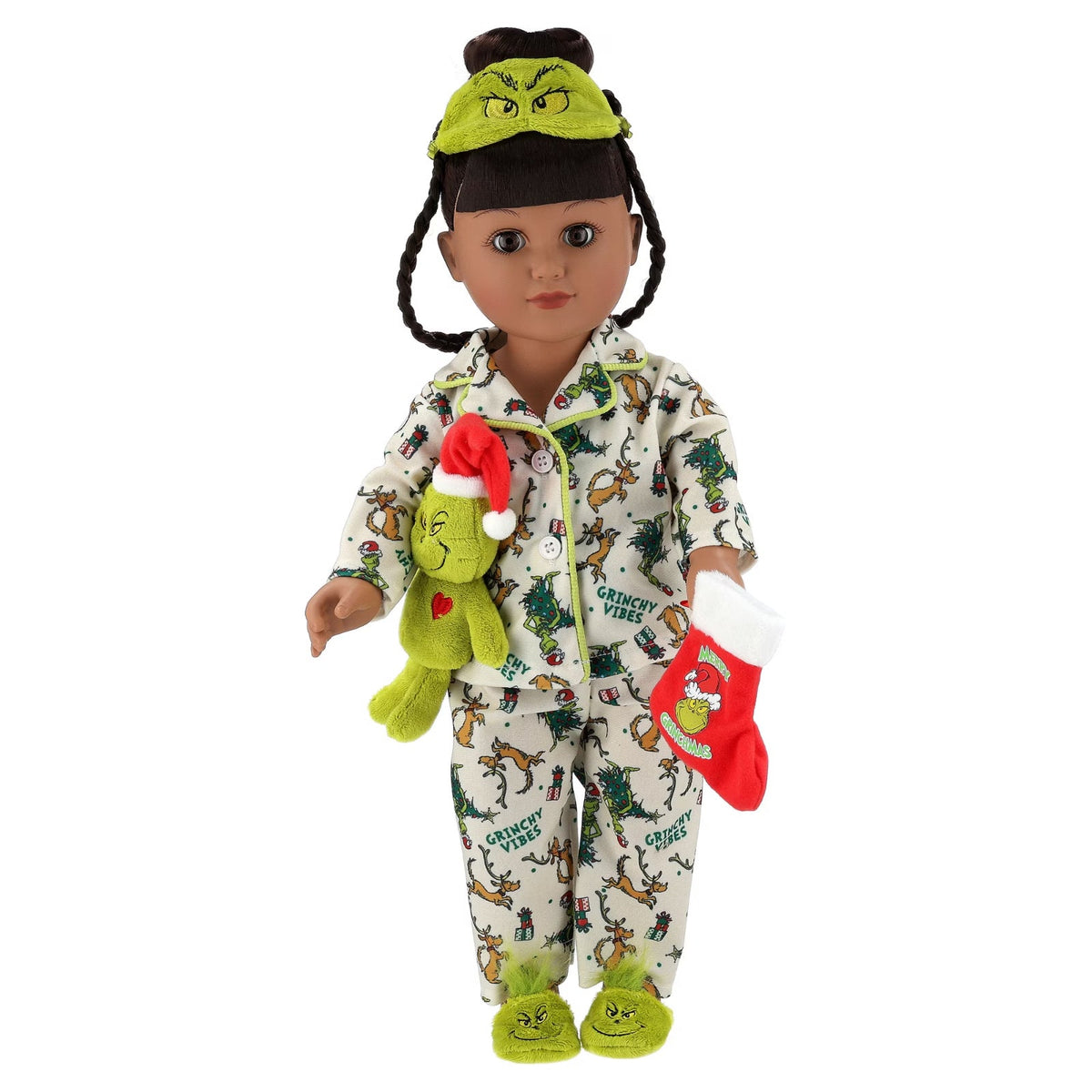 🔥My Life As Poseable Grinch Sleepover 18in Doll Brunette +Brown Eyes BNWT🔥