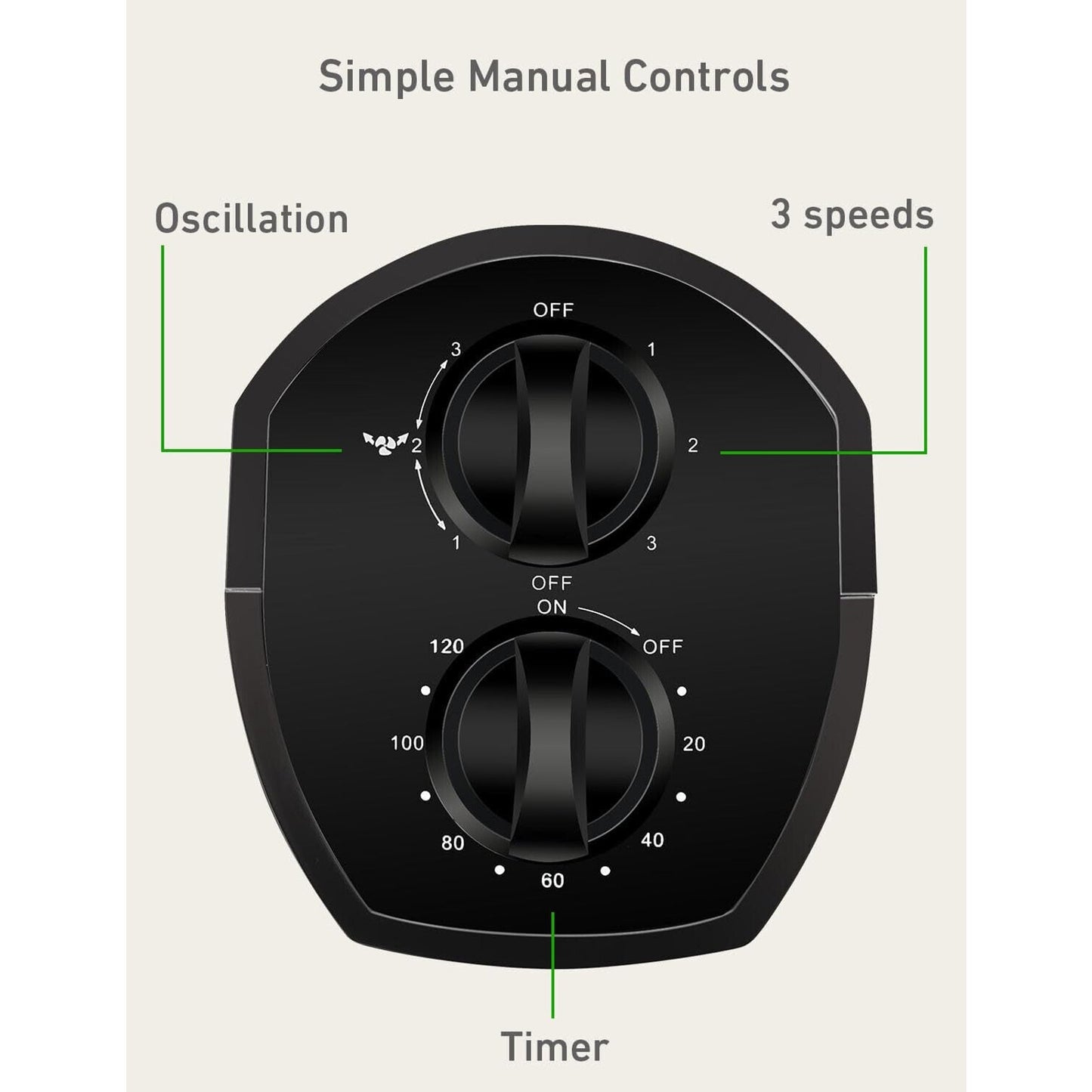 🔥HOLMES 31" Manual Tower Fan 70° Oscillation 3 Speed 2-Hour Auto Shut-Of