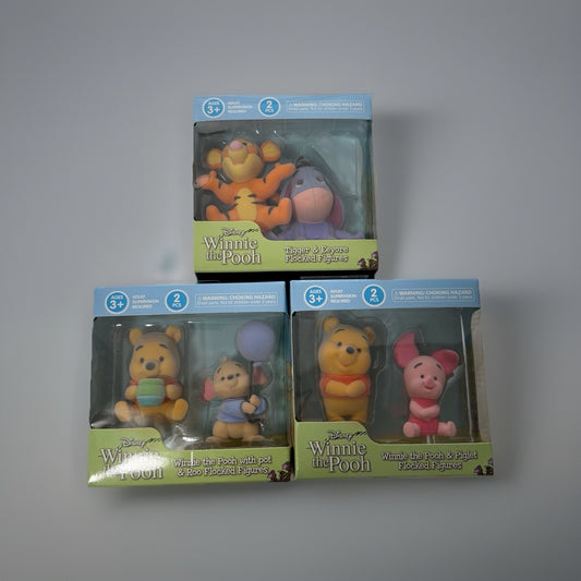 🔥Disney Winnie the Pooh 6 Flocked Figures Pooh Tigger Eeyore Roo Piglet NWT🔥