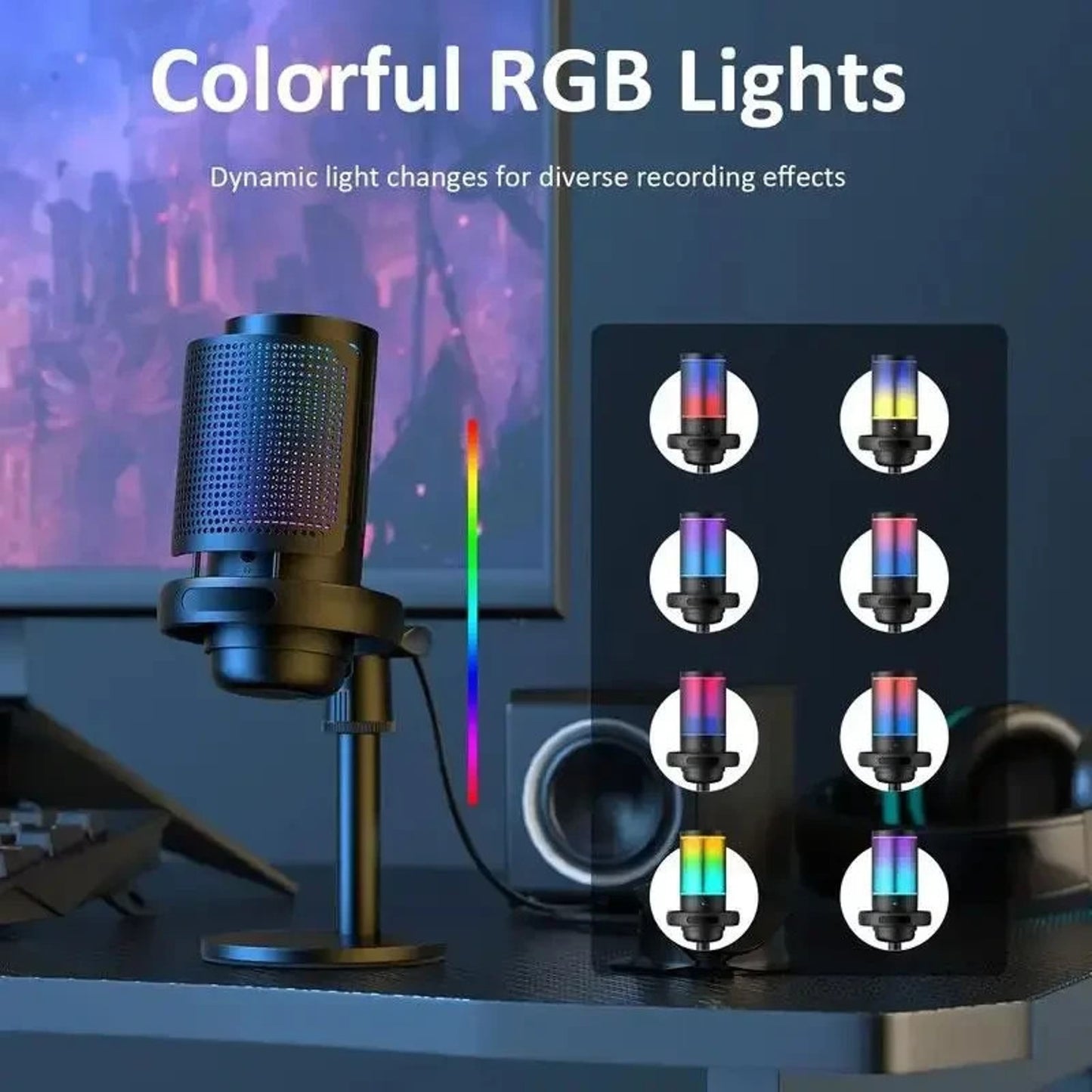 🔥USB Microphone for Streaming & Podcasts - RGB Condenser Mic🔥