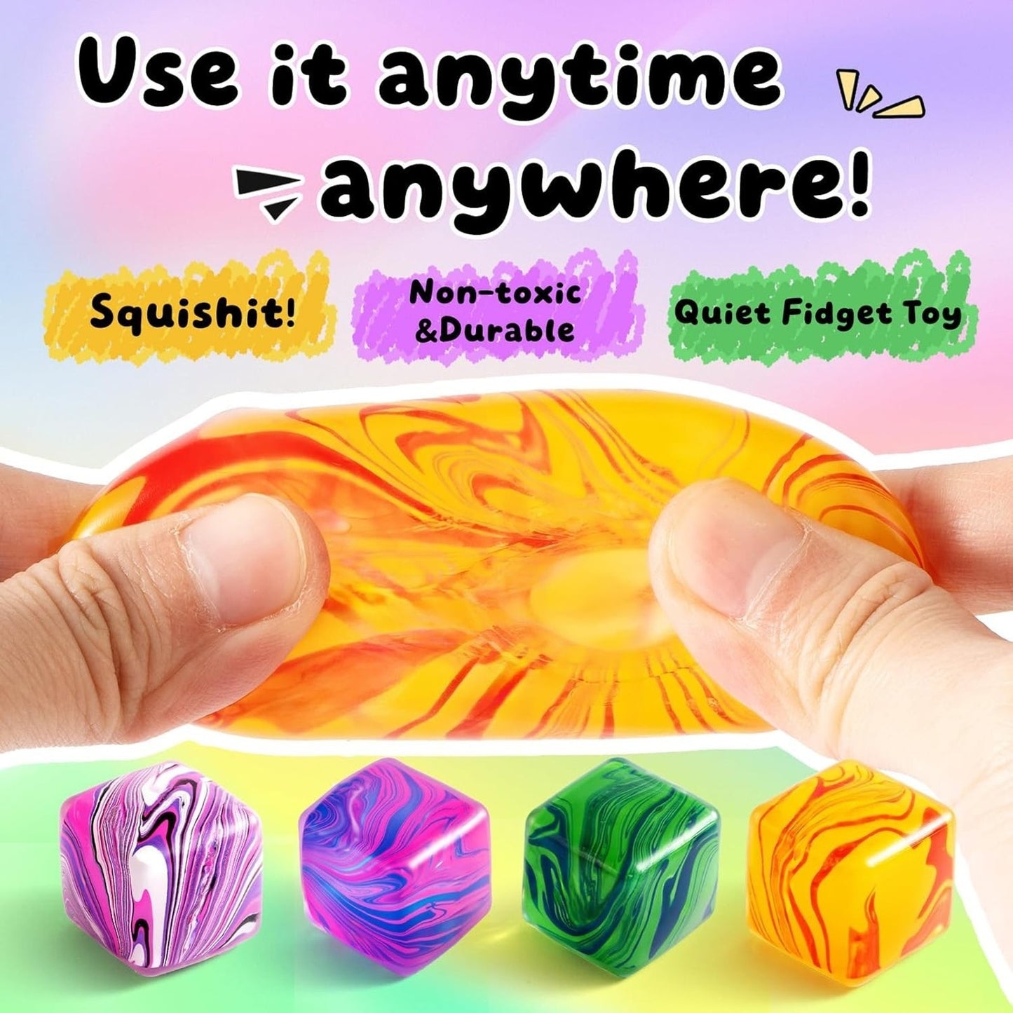 🔥4pk Squishy Fidget Toys Stress Cube Squishies Slow Rising Stress Cubes BNWT🔥