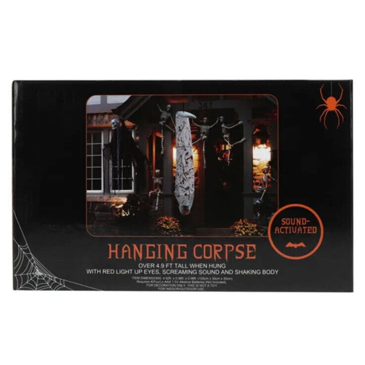 🔥Sound Activated 5FT Hanging Corpse Dead Victim Props Halloween Decor BNIB🔥