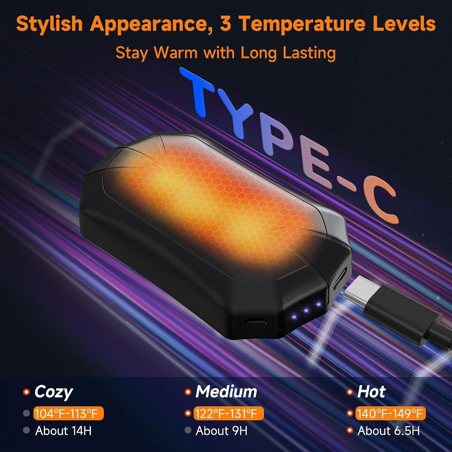 🔥Magnetic 6000mAh 2 Pack Electric Hand Warmer with 3 Levels 360° Heat BNWT🔥