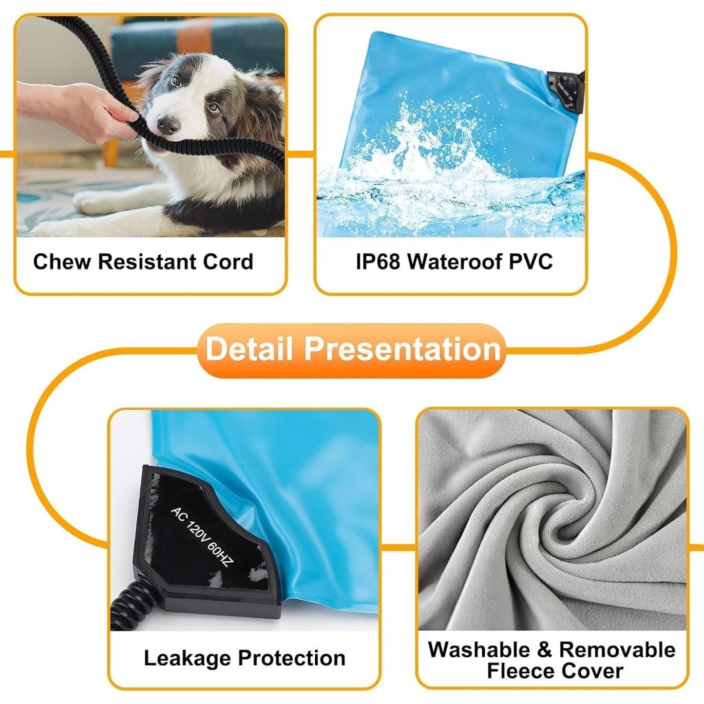 🔥Dog/Cat Heated Pad Bed Dog Mat Chew Resistant Cord Removable Soft Cover BNWT🔥