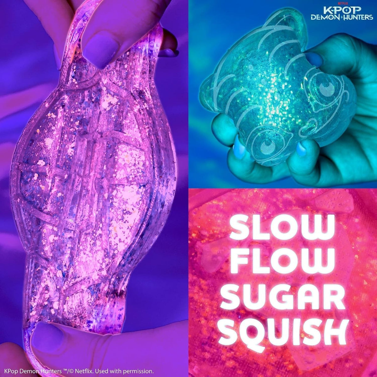 🔥KPop Demon Hunters SlimyGloop Gelli Gels Squeeze Toys 3 Pack BNWT🔥