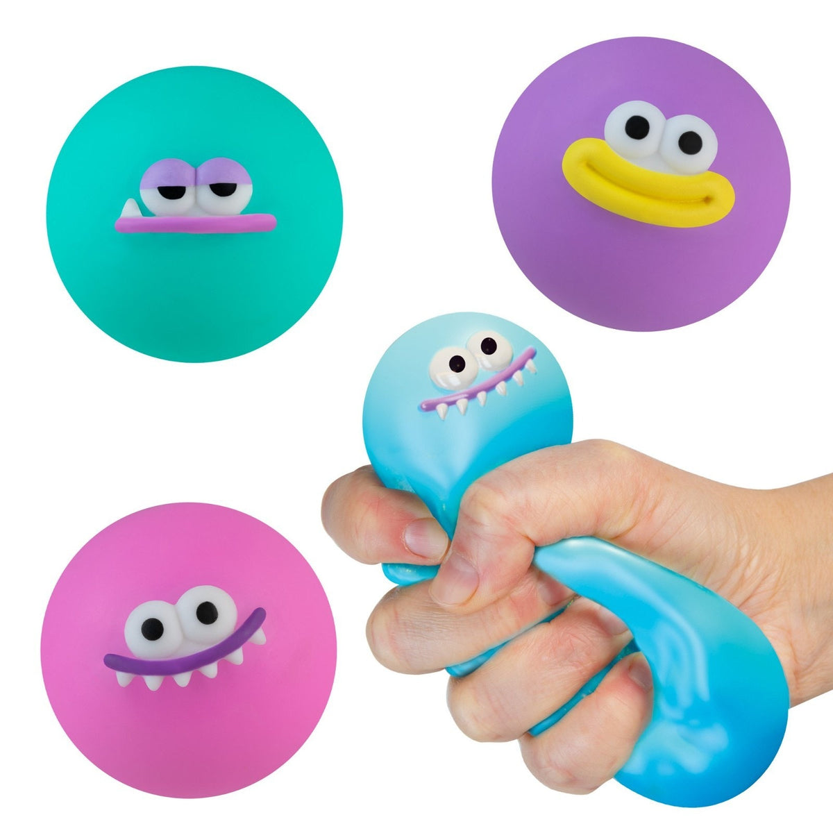 🔥VIRAL Squishy ORB Easy Squeezy Funny Face Squishy Stress Balls 3pk BNWT🔥