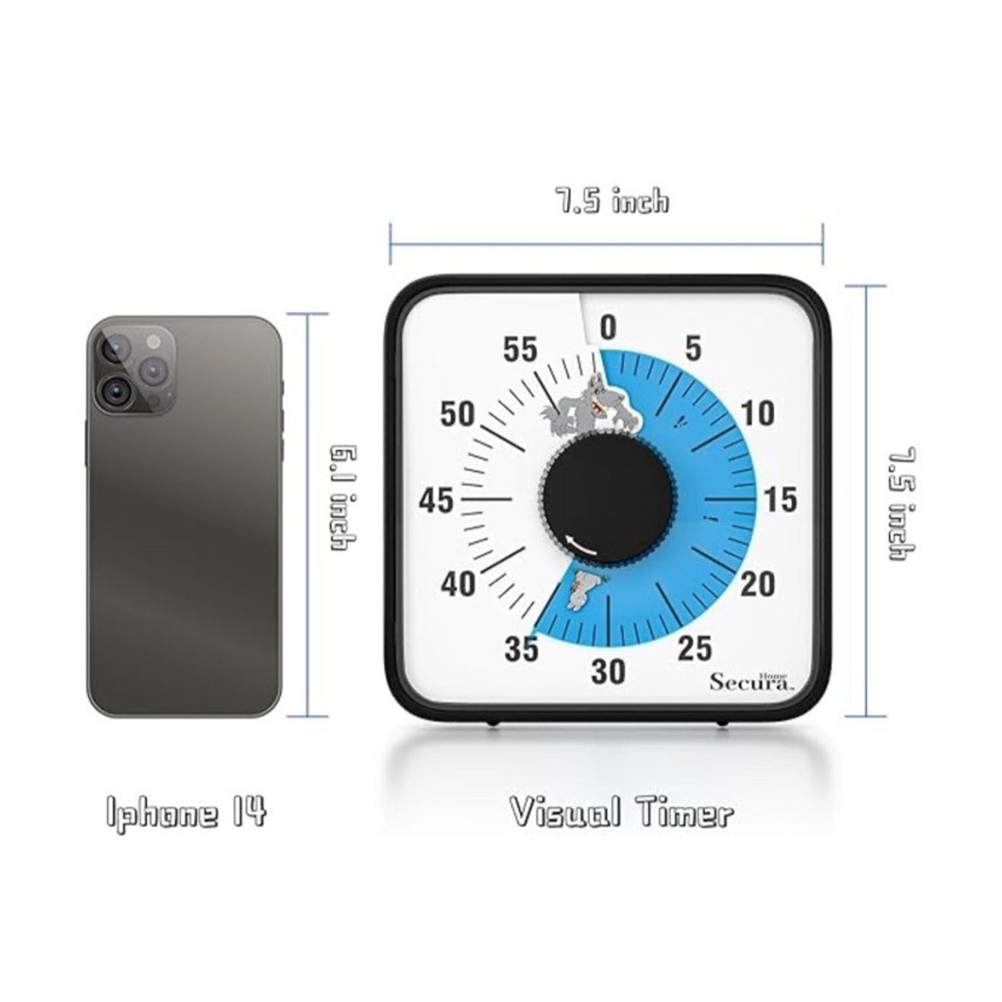 🔥Secura 60-Minute Visual Countdown Timer 7.5" Oversize Visual Timer BNWT🔥