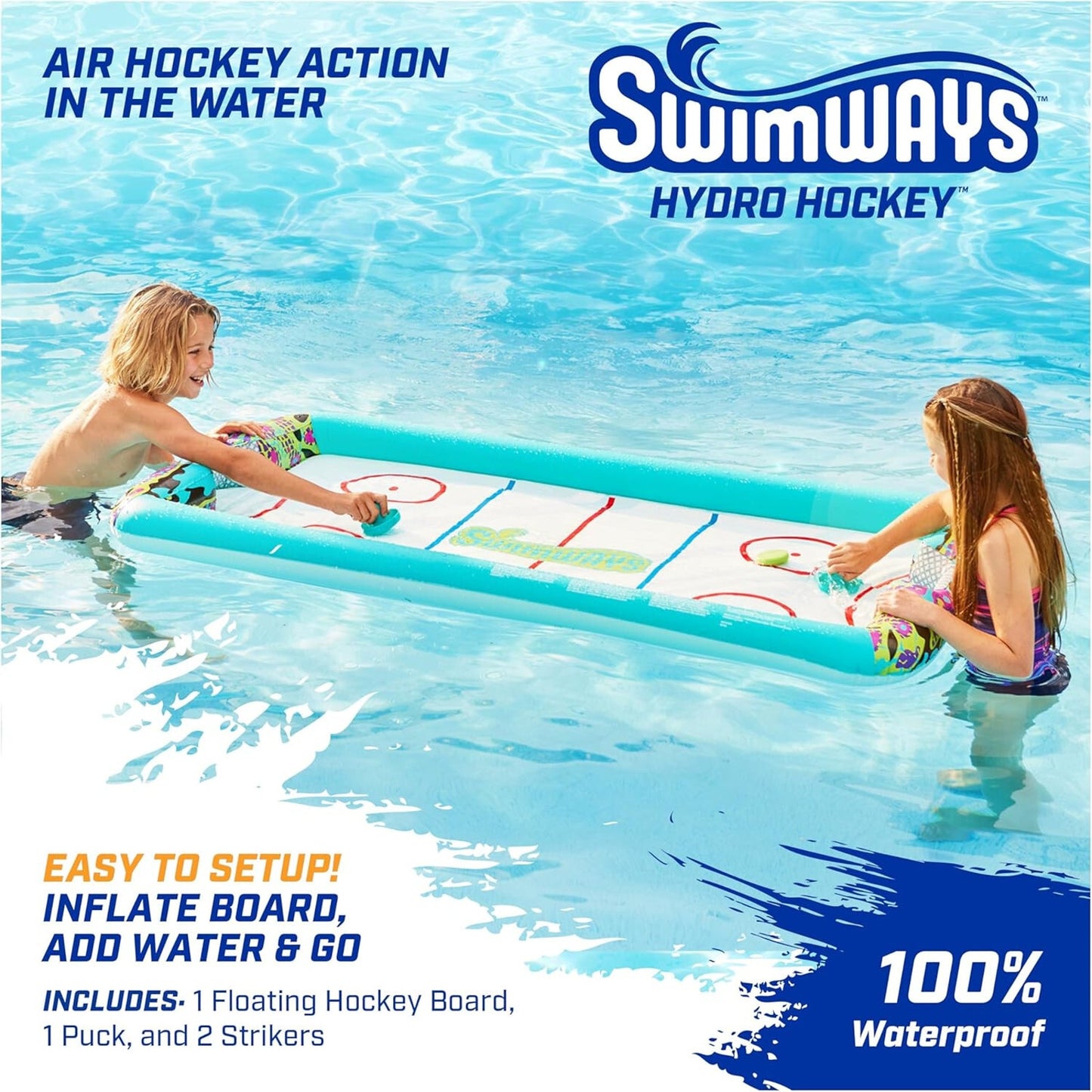 🔥SwimWays Hydro Hockey Inflatable Water Floating Table Hockey Set BNWT🔥