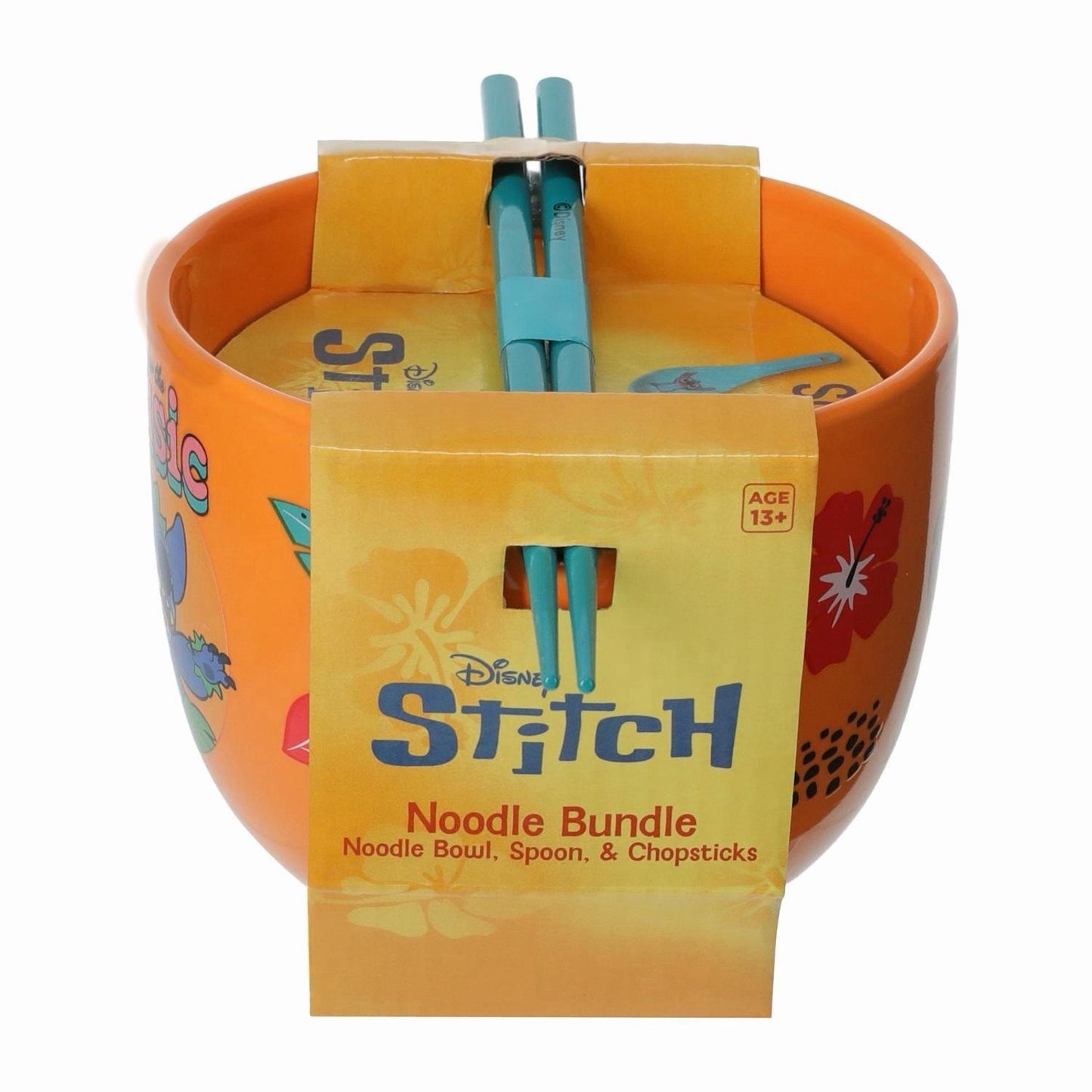 🔥Disney Stitch Ramen Noodle Bowl with Spoon & Chopsticks 16oz Ceramic BNWT🔥