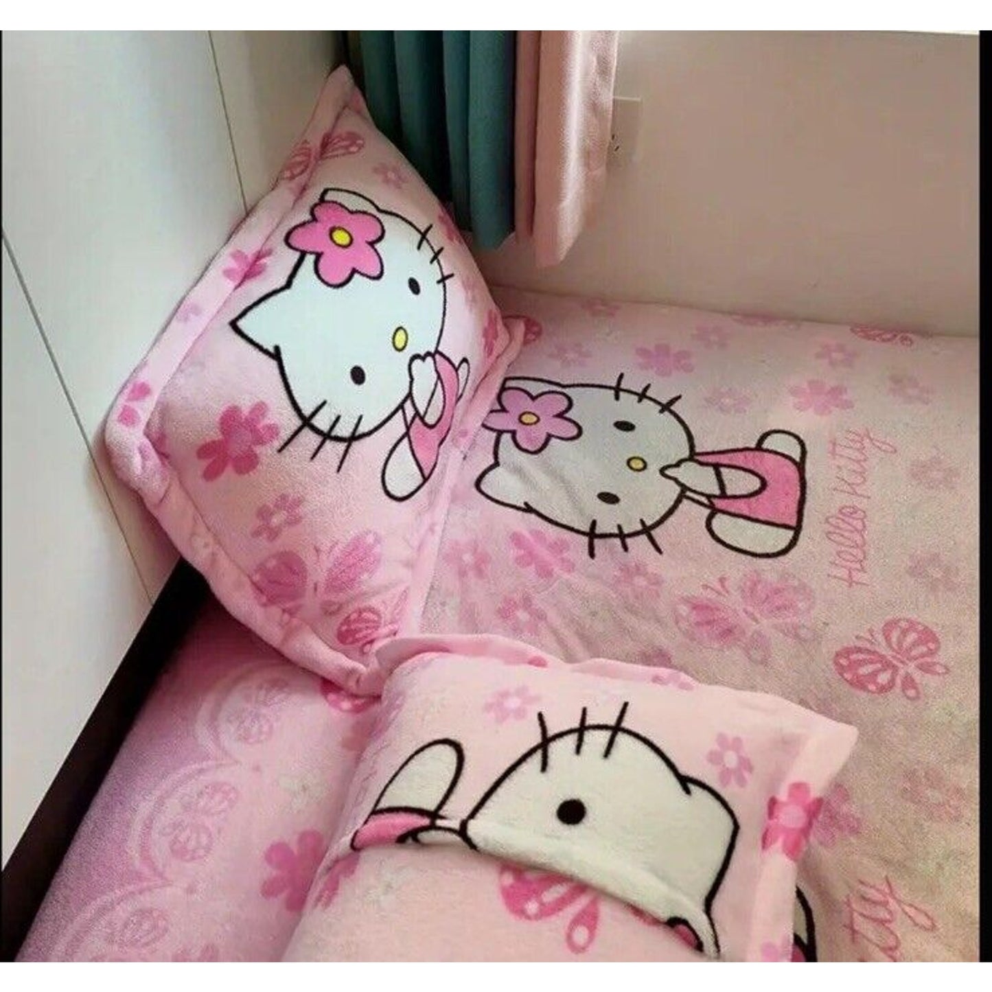 🔥Sanrio Hello Kitty Pink Plush Fleece 30”x20” Pillow Case Easter Gift BNWT🔥