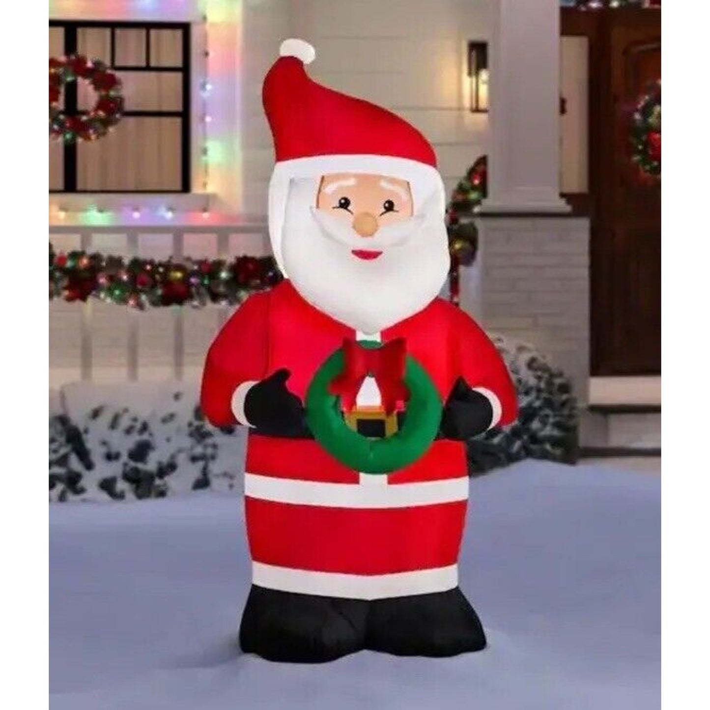 🔥Home Accents 6.5’ X 3.25’ Airblown Santa Christmas Inflatable LED Lights NWT🔥